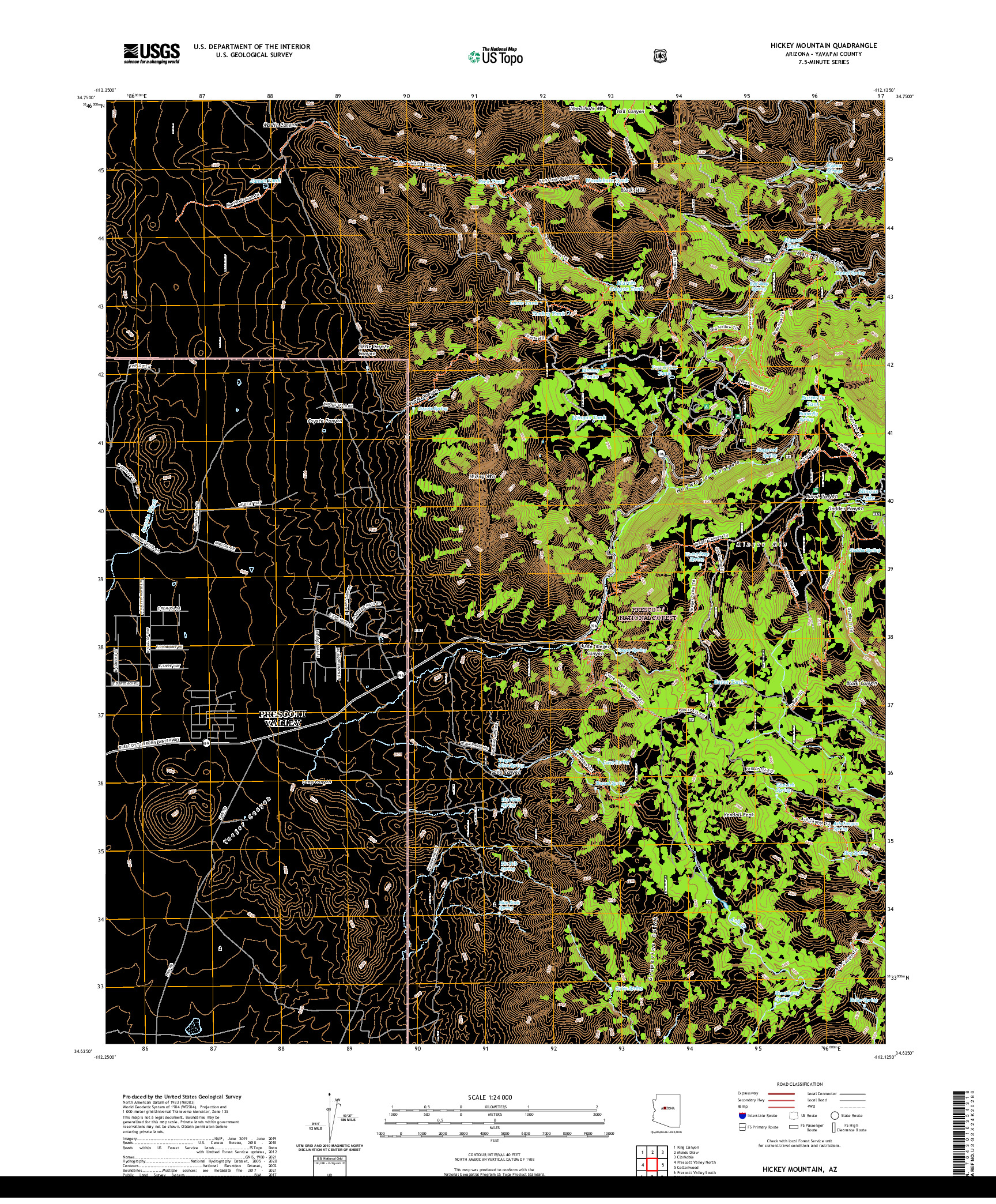 US TOPO 7.5-MINUTE MAP FOR HICKEY MOUNTAIN, AZ