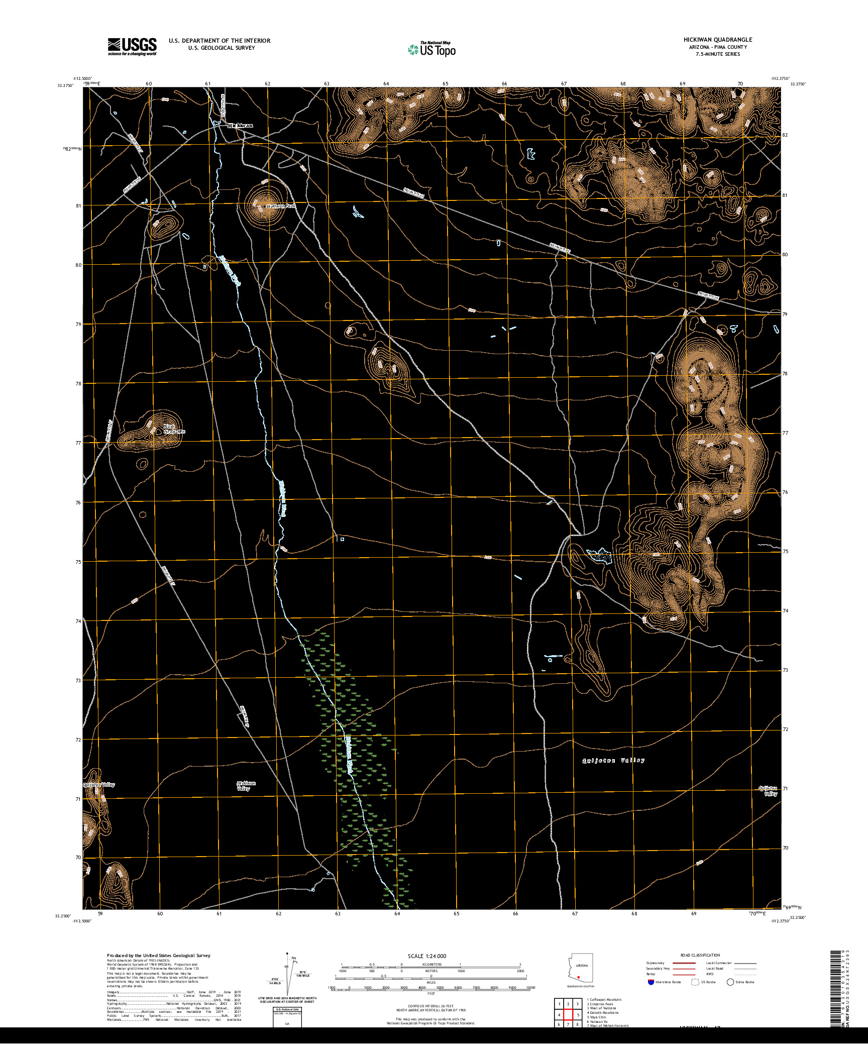 US TOPO 7.5-MINUTE MAP FOR HICKIWAN, AZ