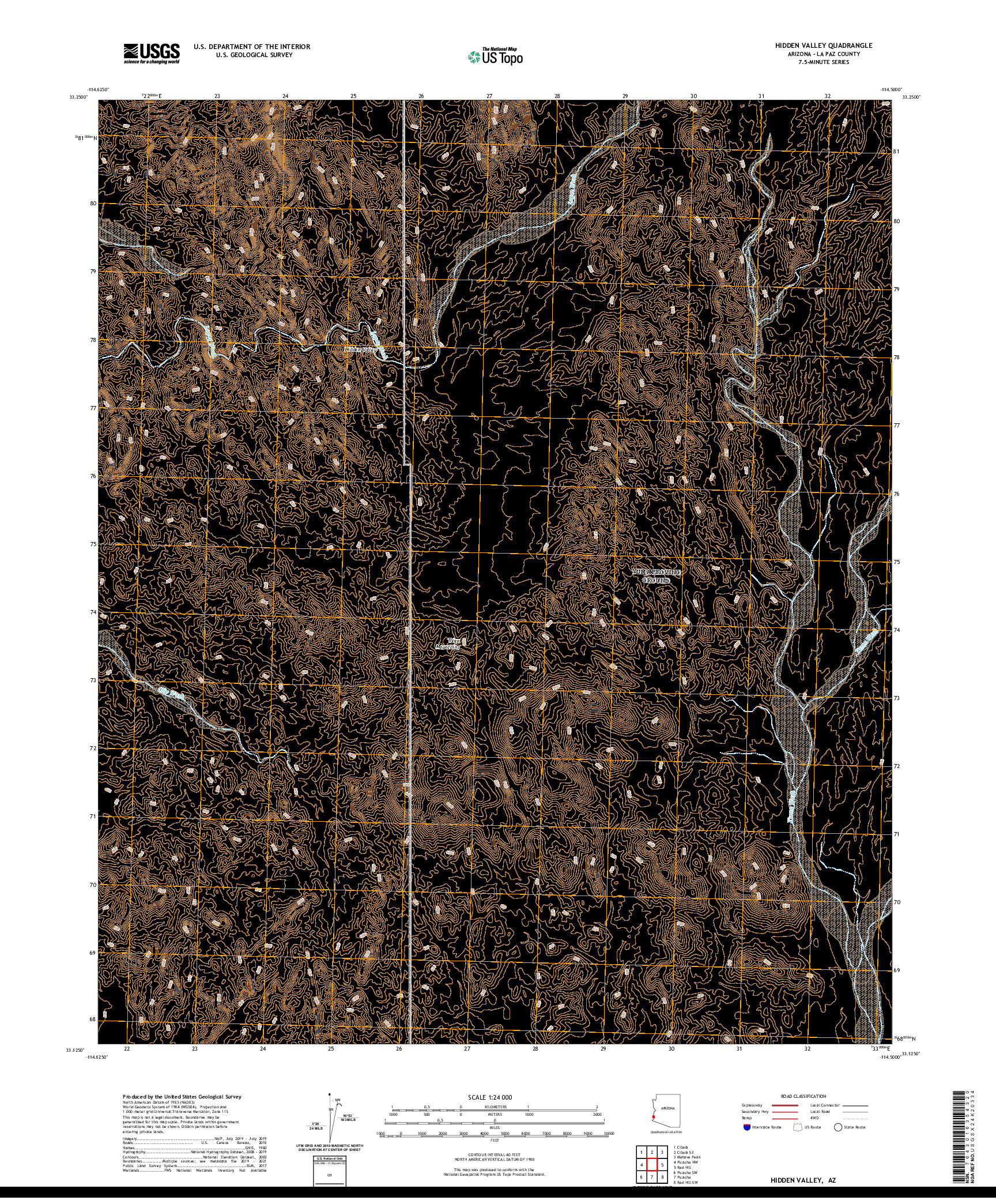 USGS US TOPO 7.5-MINUTE MAP FOR HIDDEN VALLEY, AZ 2021