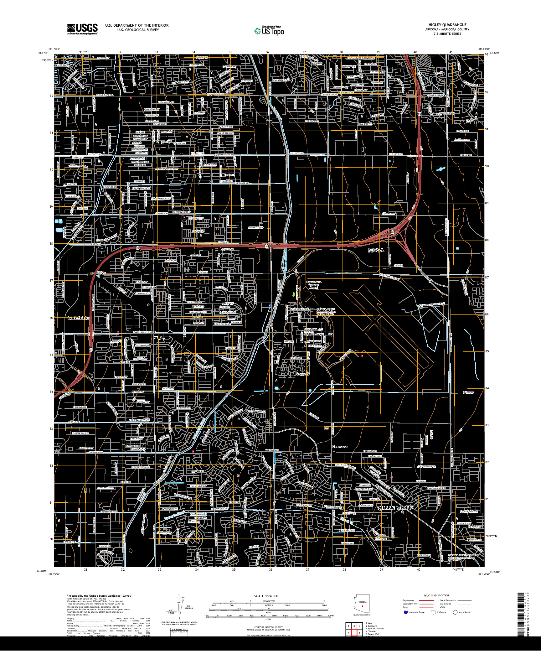 US TOPO 7.5-MINUTE MAP FOR HIGLEY, AZ