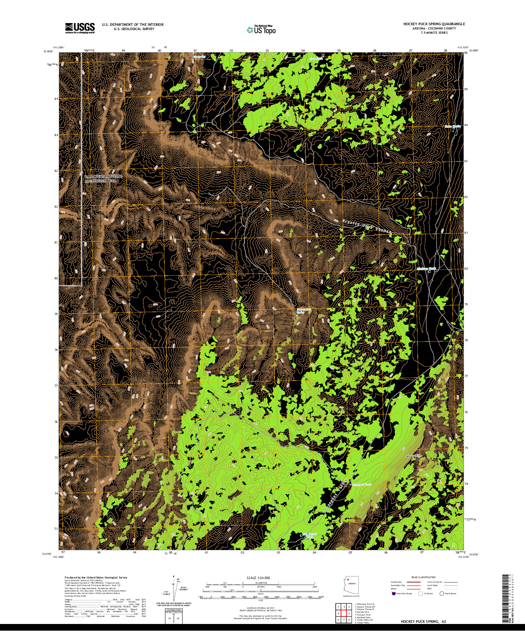 US TOPO 7.5-MINUTE MAP FOR HOCKEY PUCK SPRING, AZ