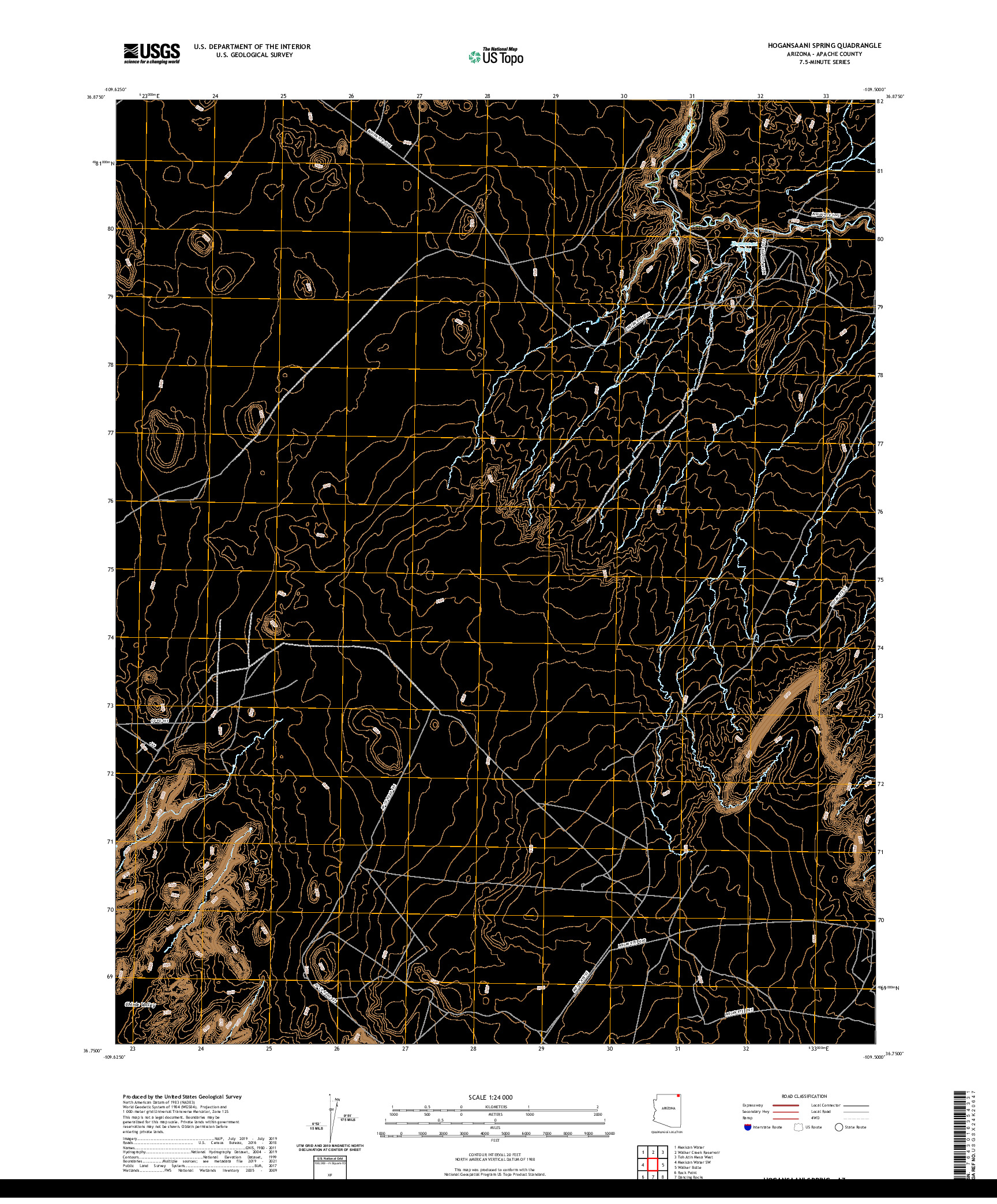 US TOPO 7.5-MINUTE MAP FOR HOGANSAANI SPRING, AZ