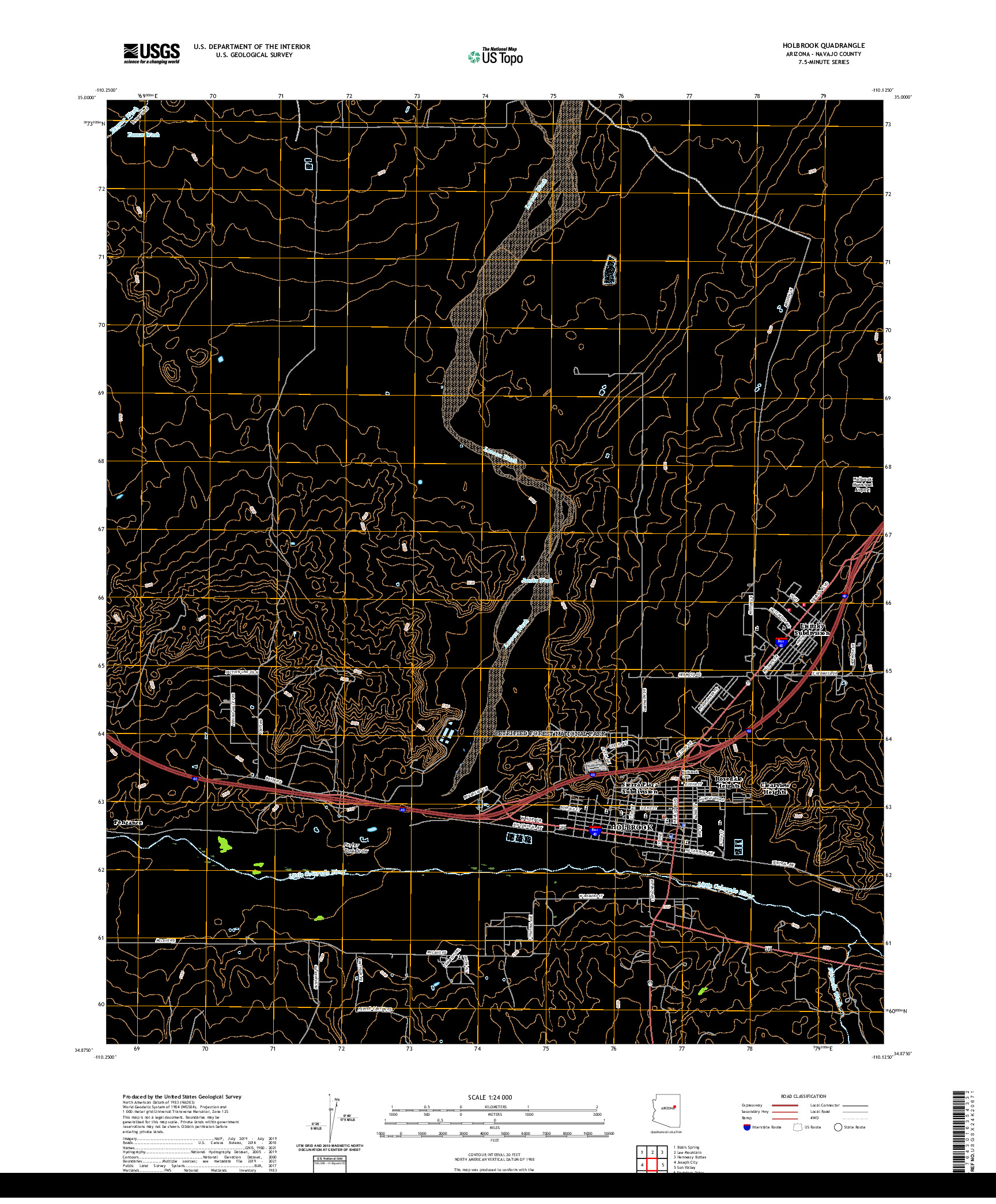 US TOPO 7.5-MINUTE MAP FOR HOLBROOK, AZ