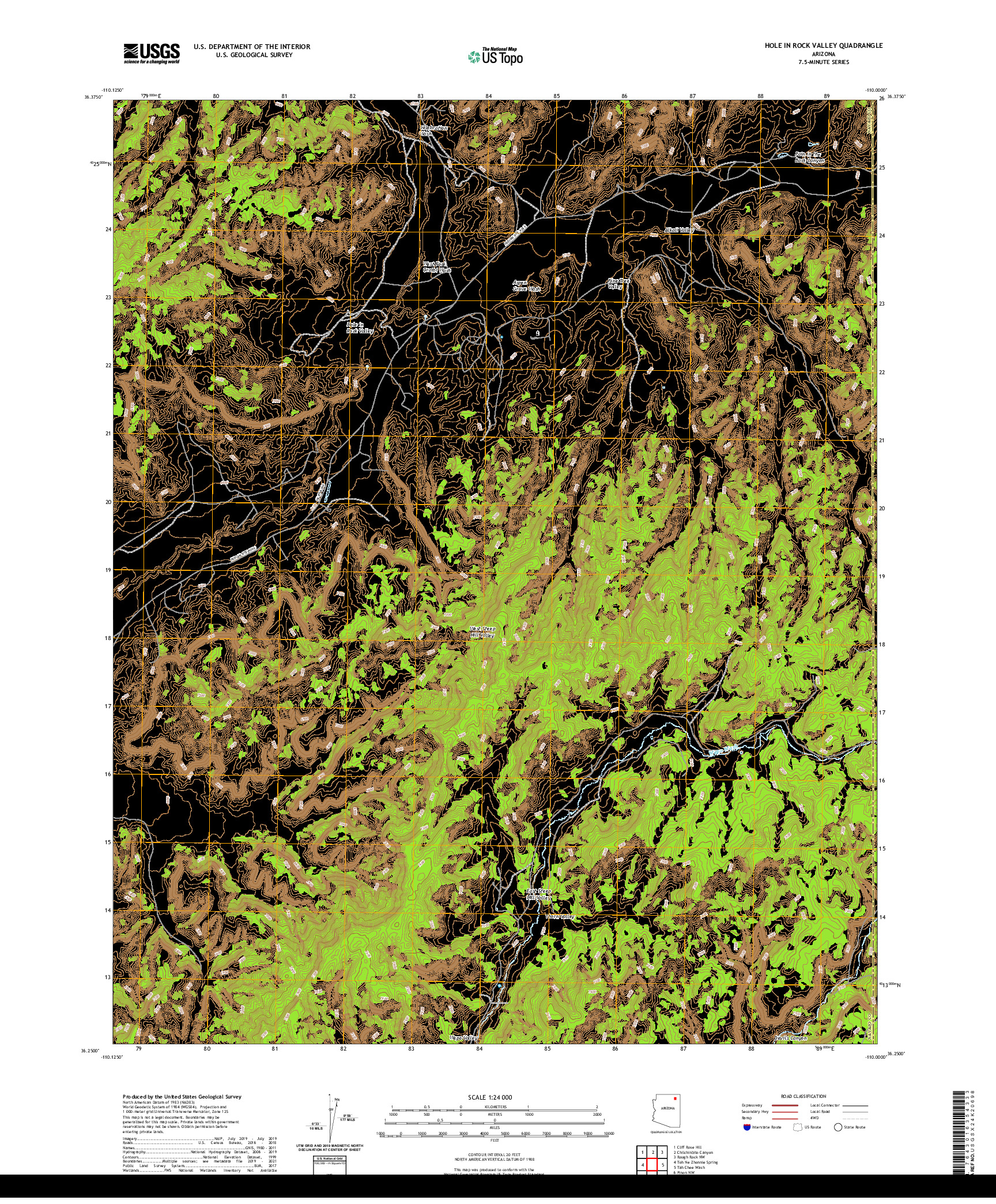 US TOPO 7.5-MINUTE MAP FOR HOLE IN ROCK VALLEY, AZ