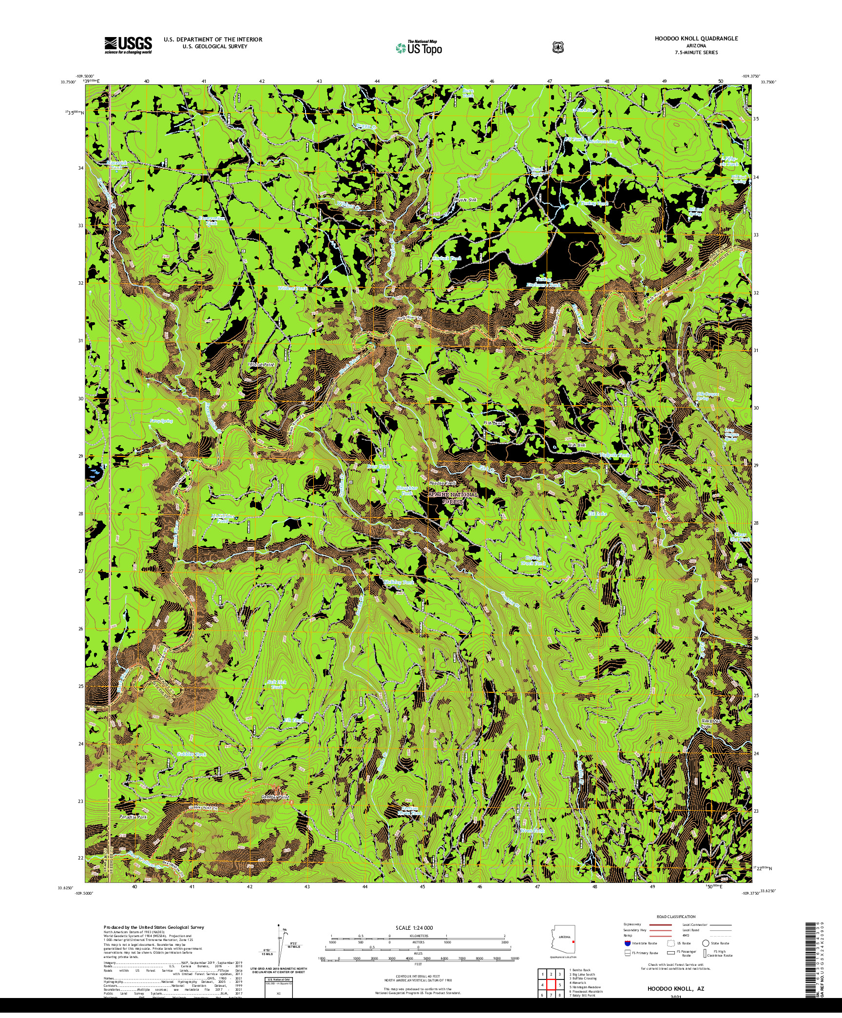 US TOPO 7.5-MINUTE MAP FOR HOODOO KNOLL, AZ