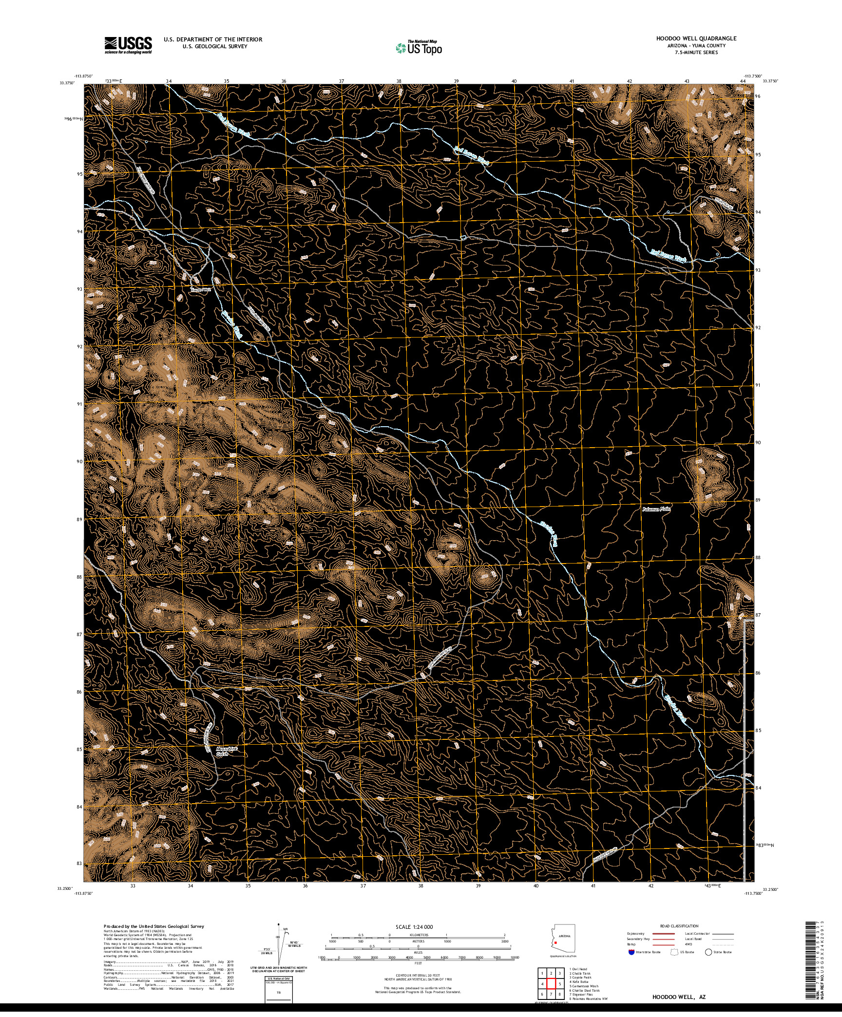 US TOPO 7.5-MINUTE MAP FOR HOODOO WELL, AZ