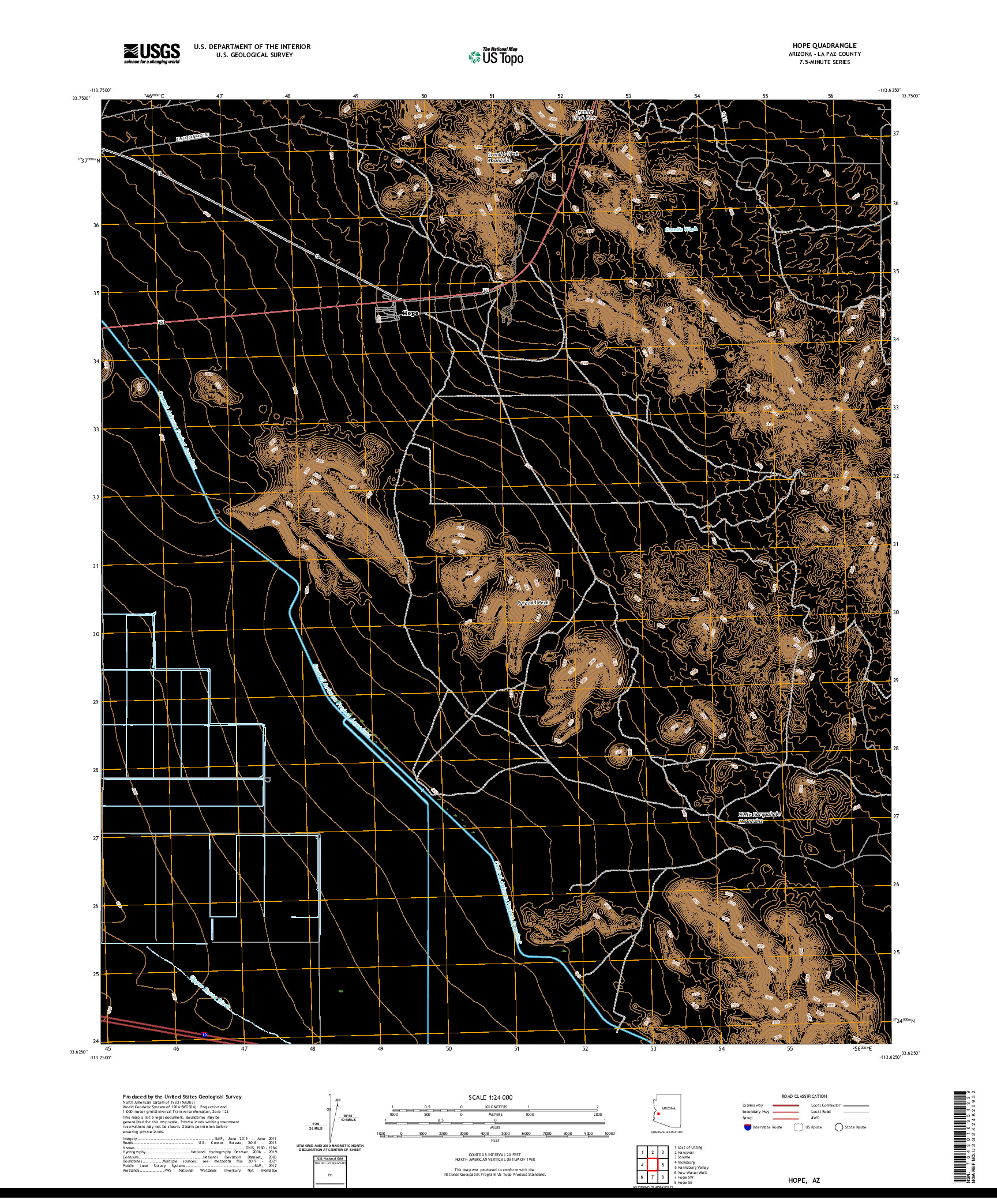 US TOPO 7.5-MINUTE MAP FOR HOPE, AZ