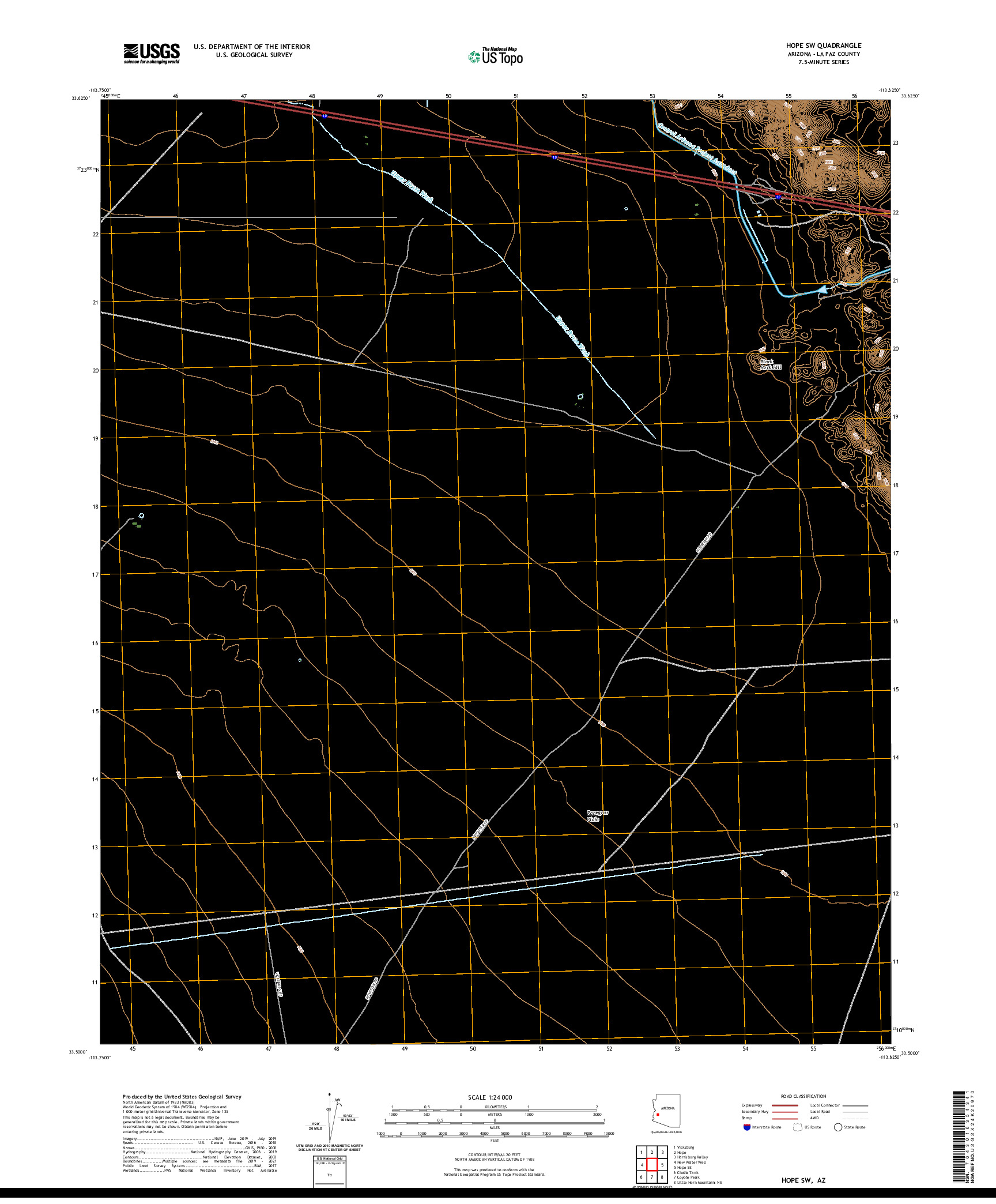 US TOPO 7.5-MINUTE MAP FOR HOPE SW, AZ