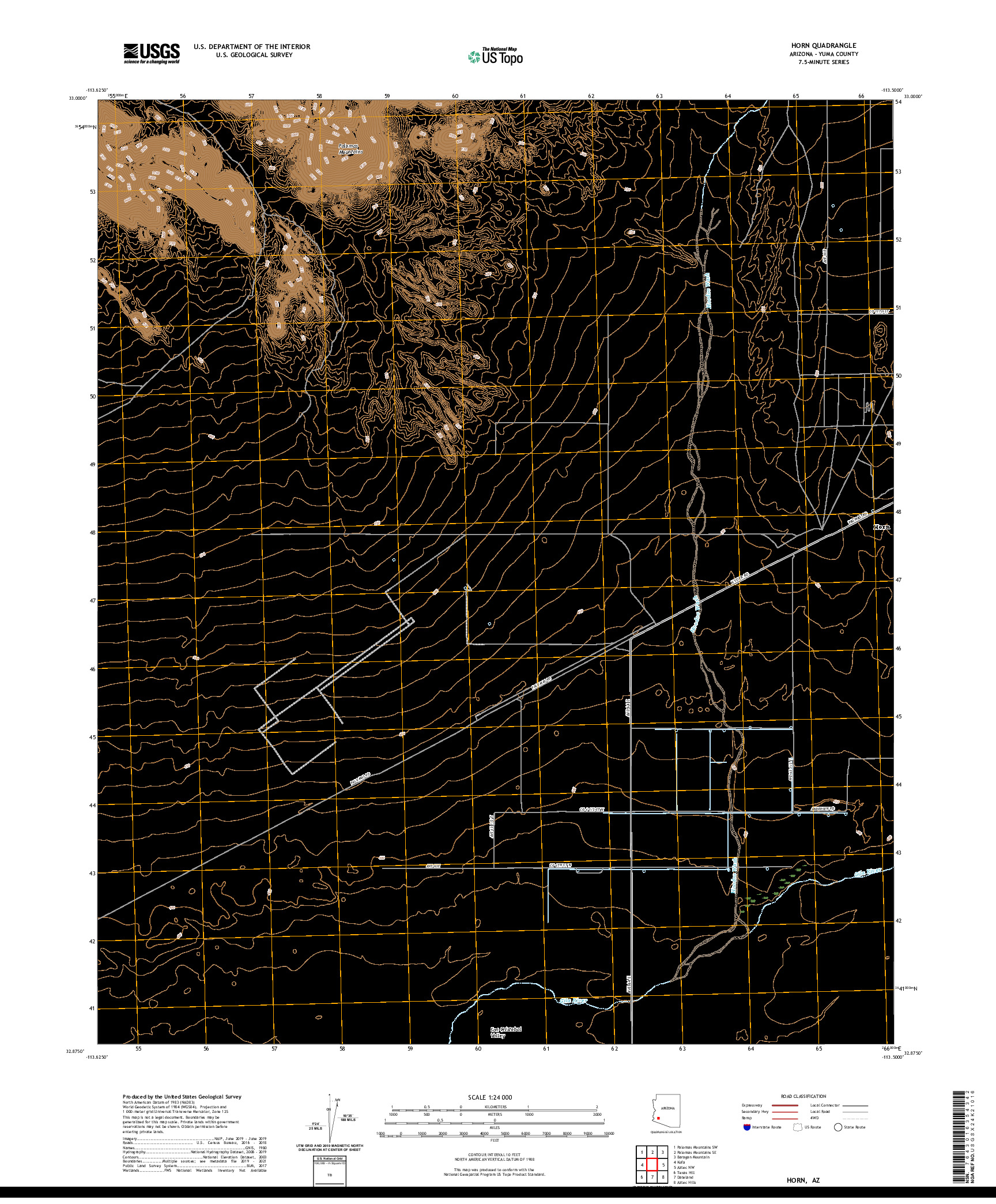 USGS US TOPO 7.5-MINUTE MAP FOR HORN, AZ 2021
