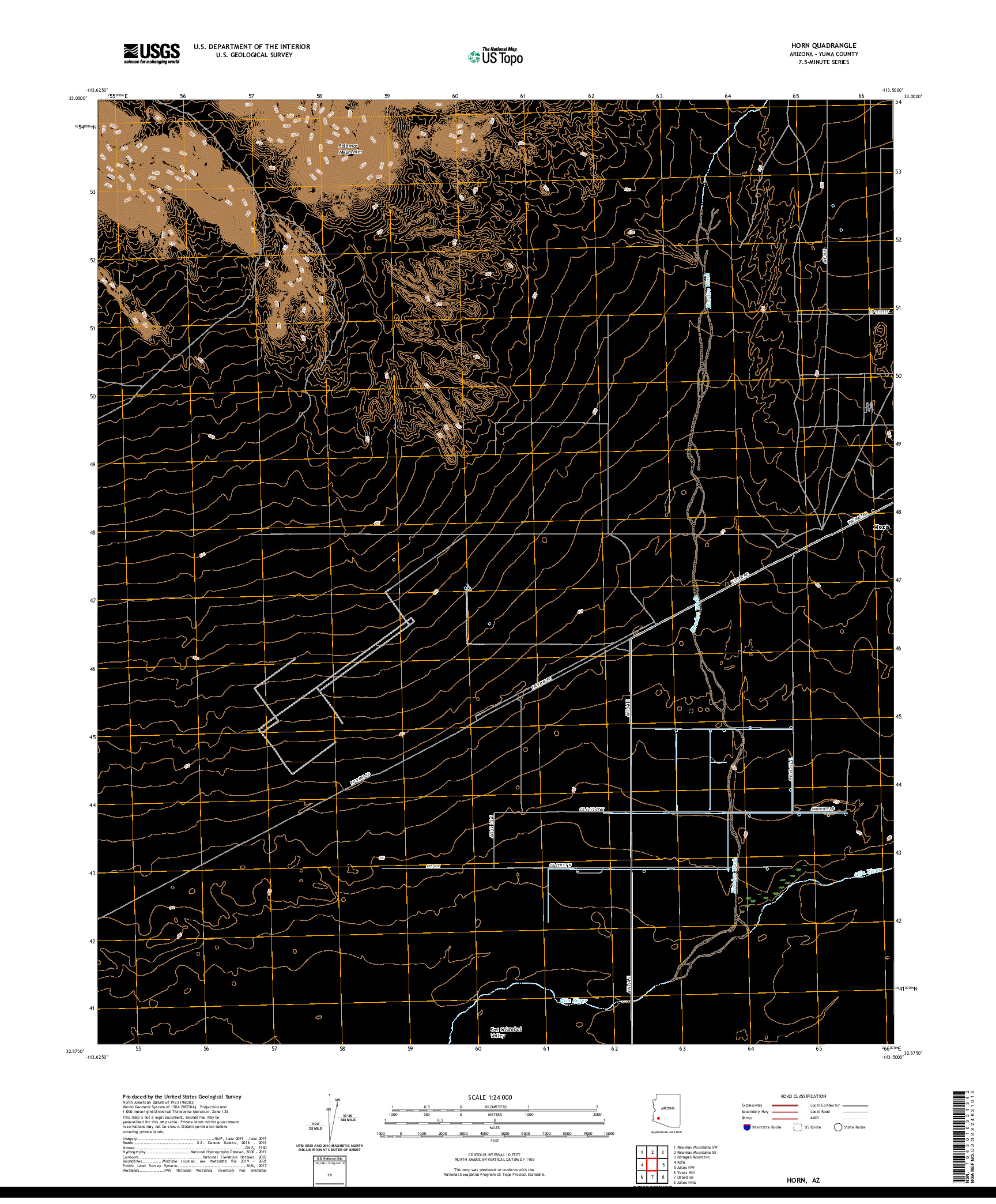 USGS US TOPO 7.5-MINUTE MAP FOR HORN, AZ 2021