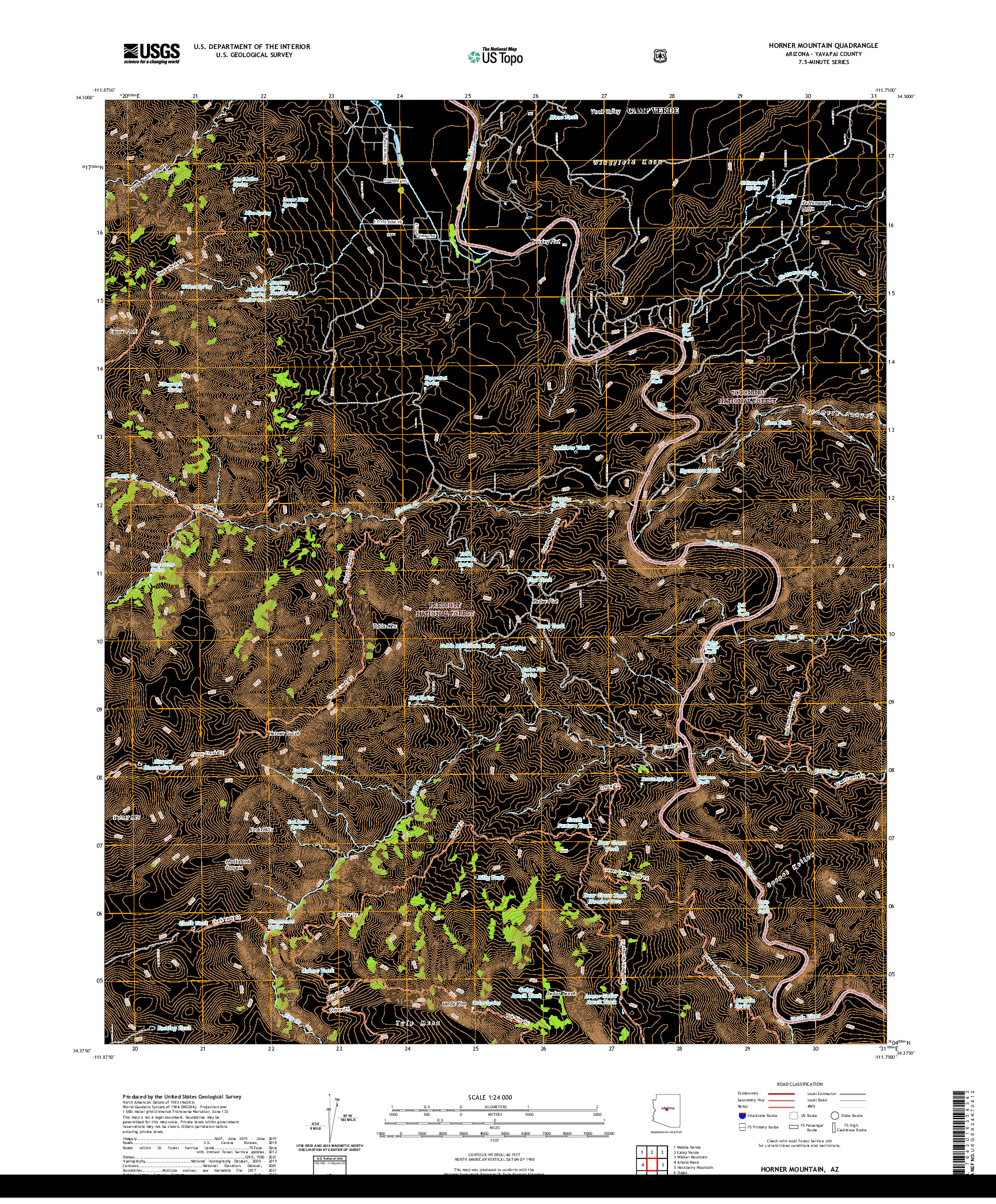 US TOPO 7.5-MINUTE MAP FOR HORNER MOUNTAIN, AZ