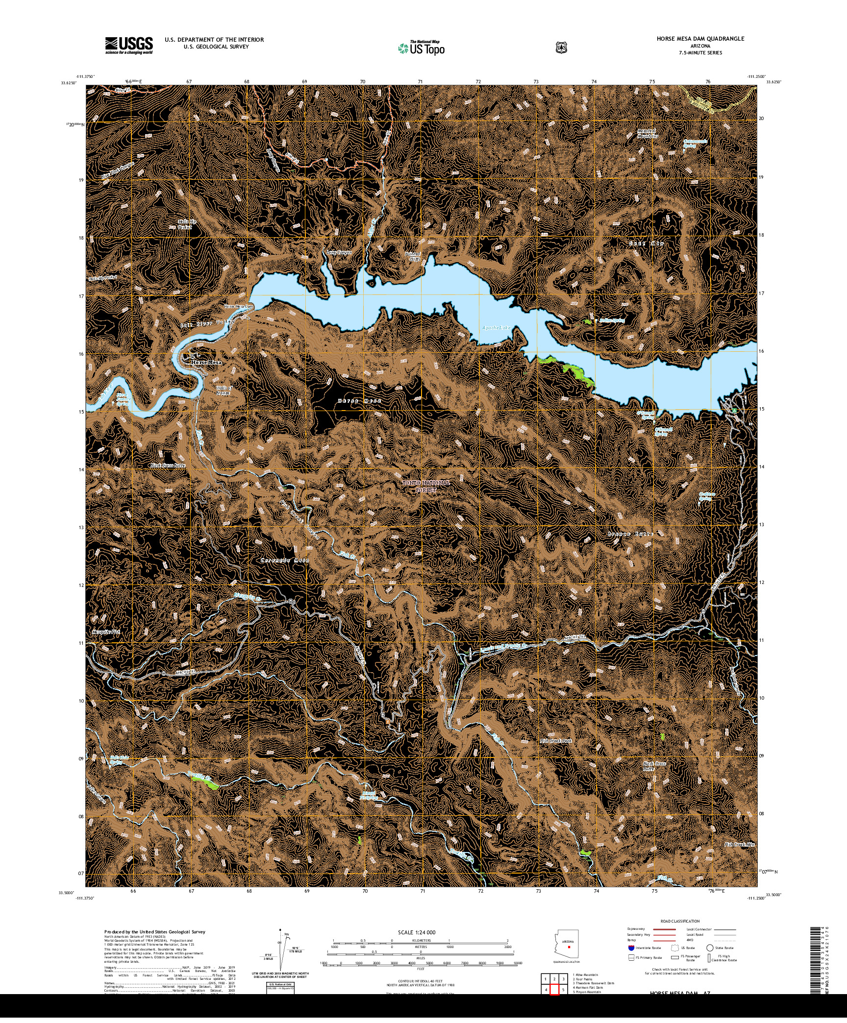 US TOPO 7.5-MINUTE MAP FOR HORSE MESA DAM, AZ