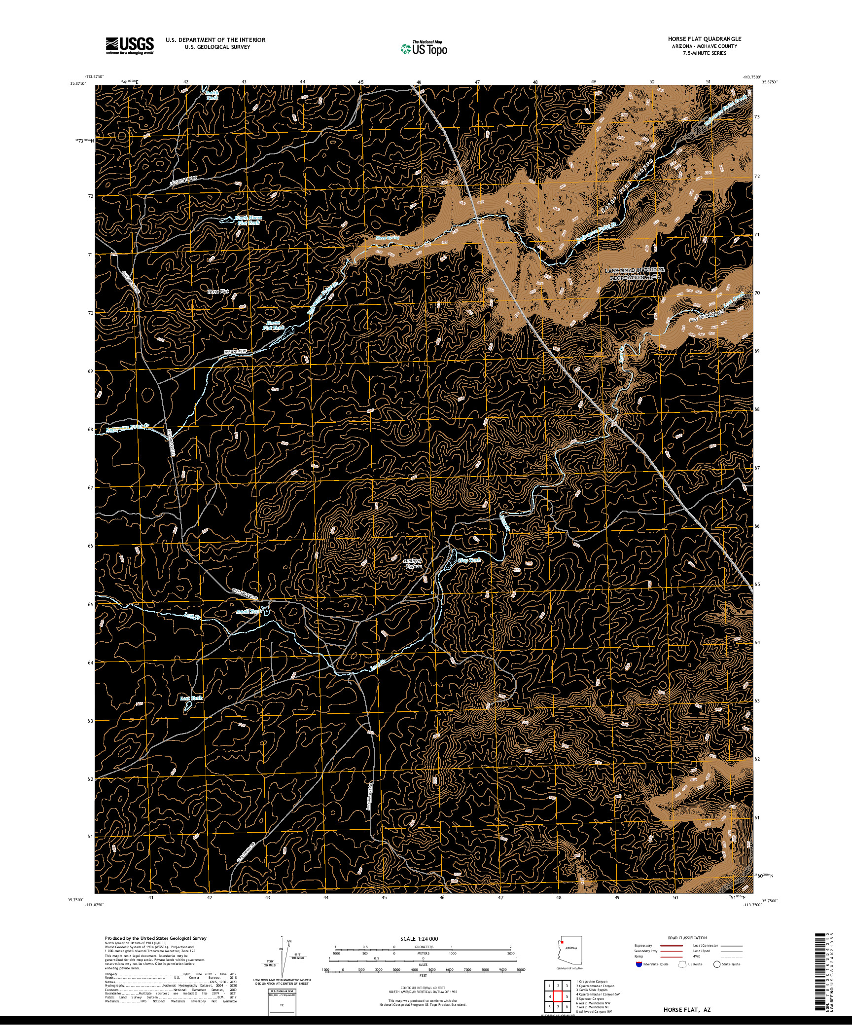 US TOPO 7.5-MINUTE MAP FOR HORSE FLAT, AZ