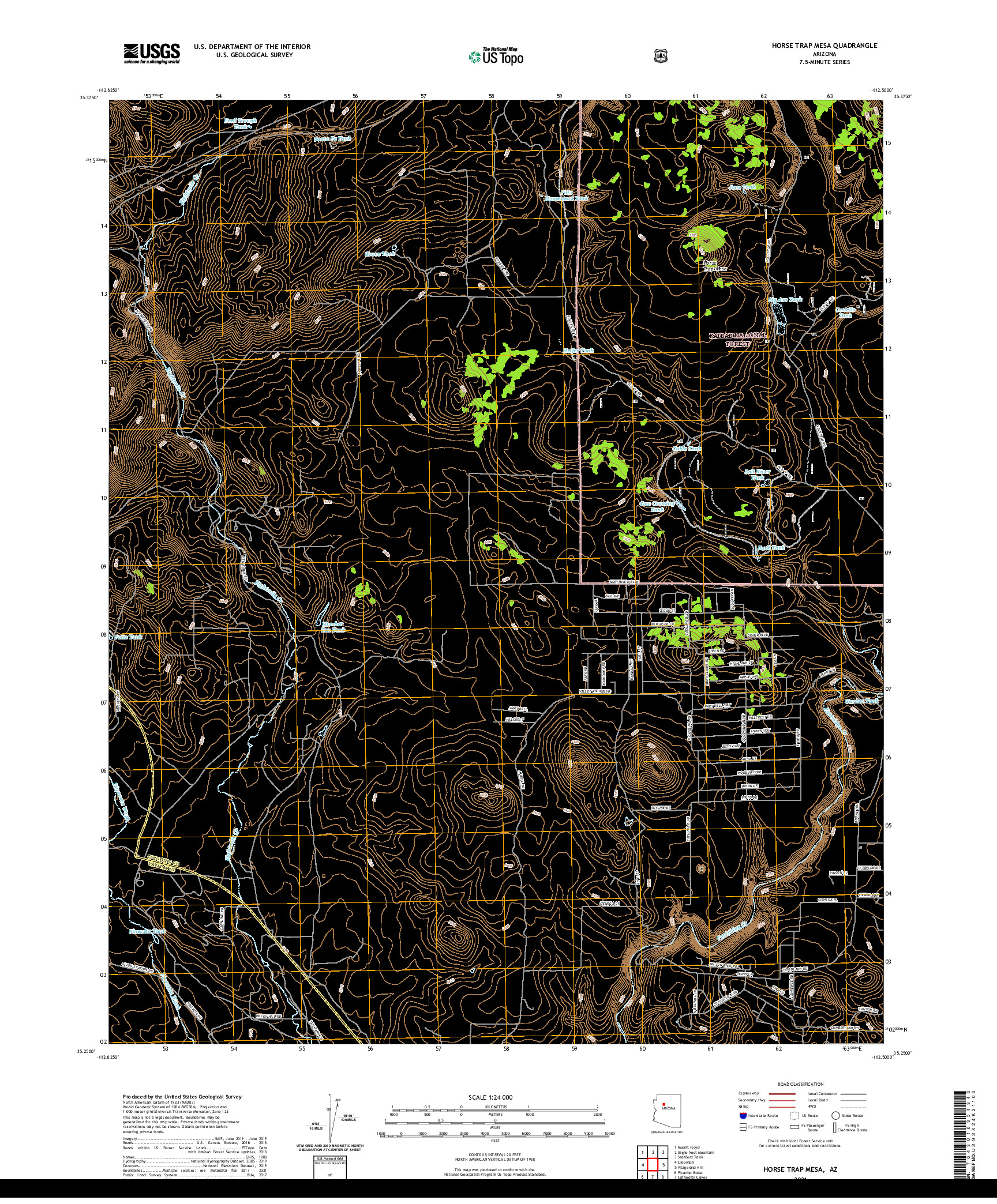 US TOPO 7.5-MINUTE MAP FOR HORSE TRAP MESA, AZ