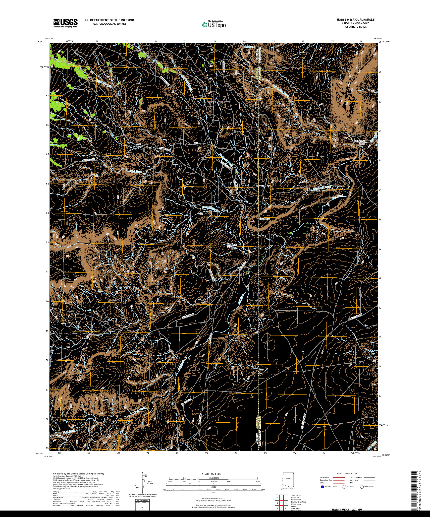 US TOPO 7.5-MINUTE MAP FOR HORSE MESA, AZ,NM