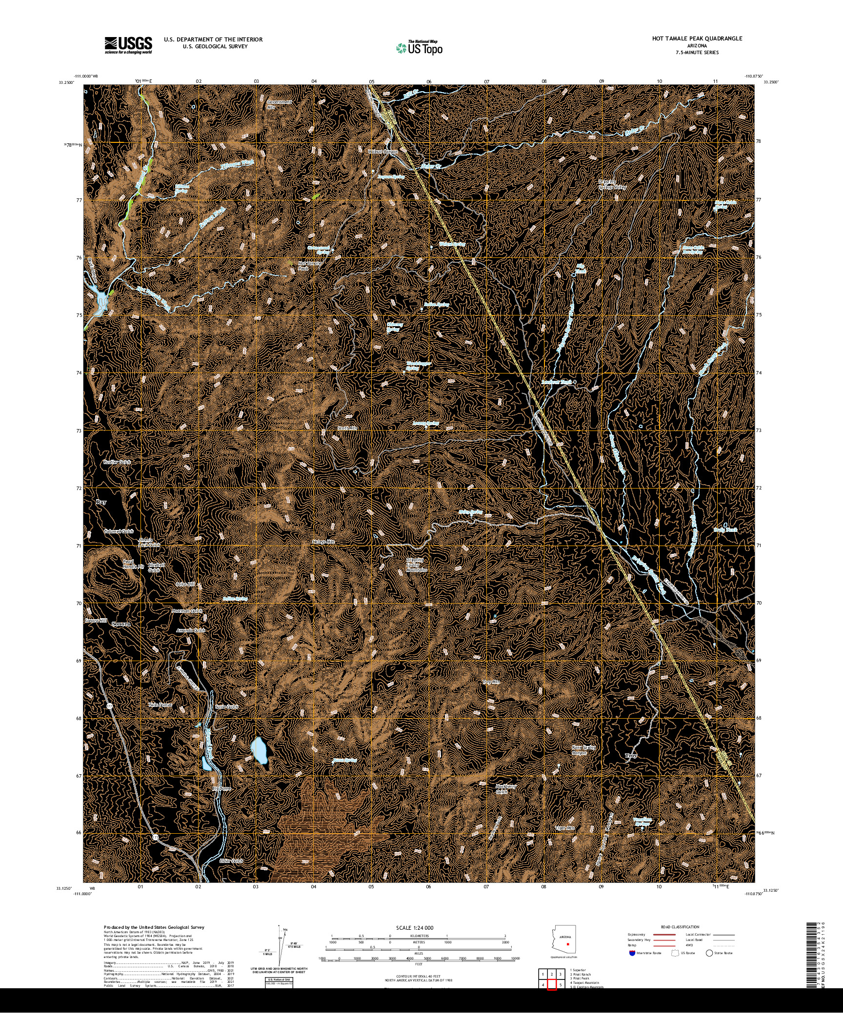 US TOPO 7.5-MINUTE MAP FOR HOT TAMALE PEAK, AZ