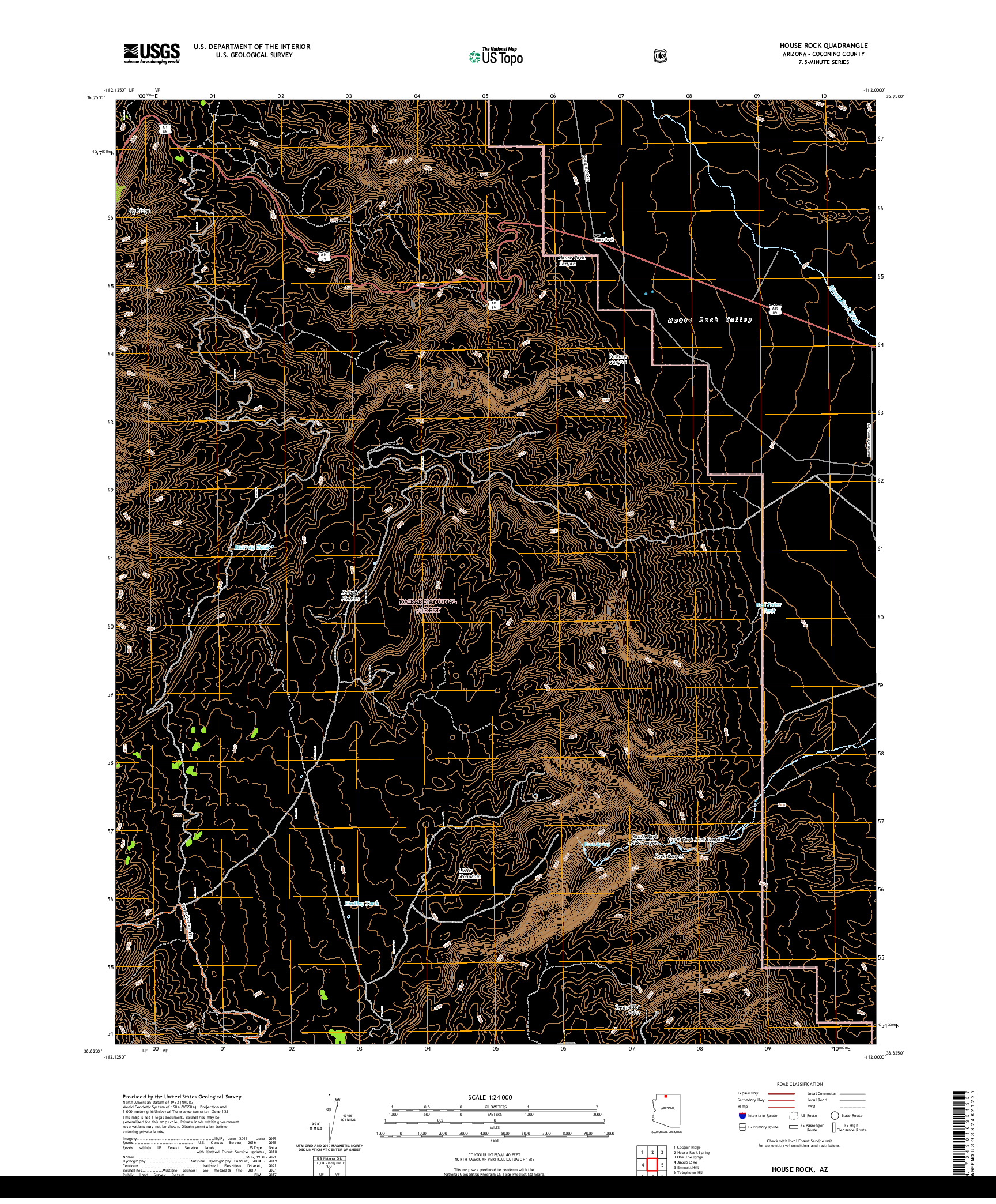 US TOPO 7.5-MINUTE MAP FOR HOUSE ROCK, AZ