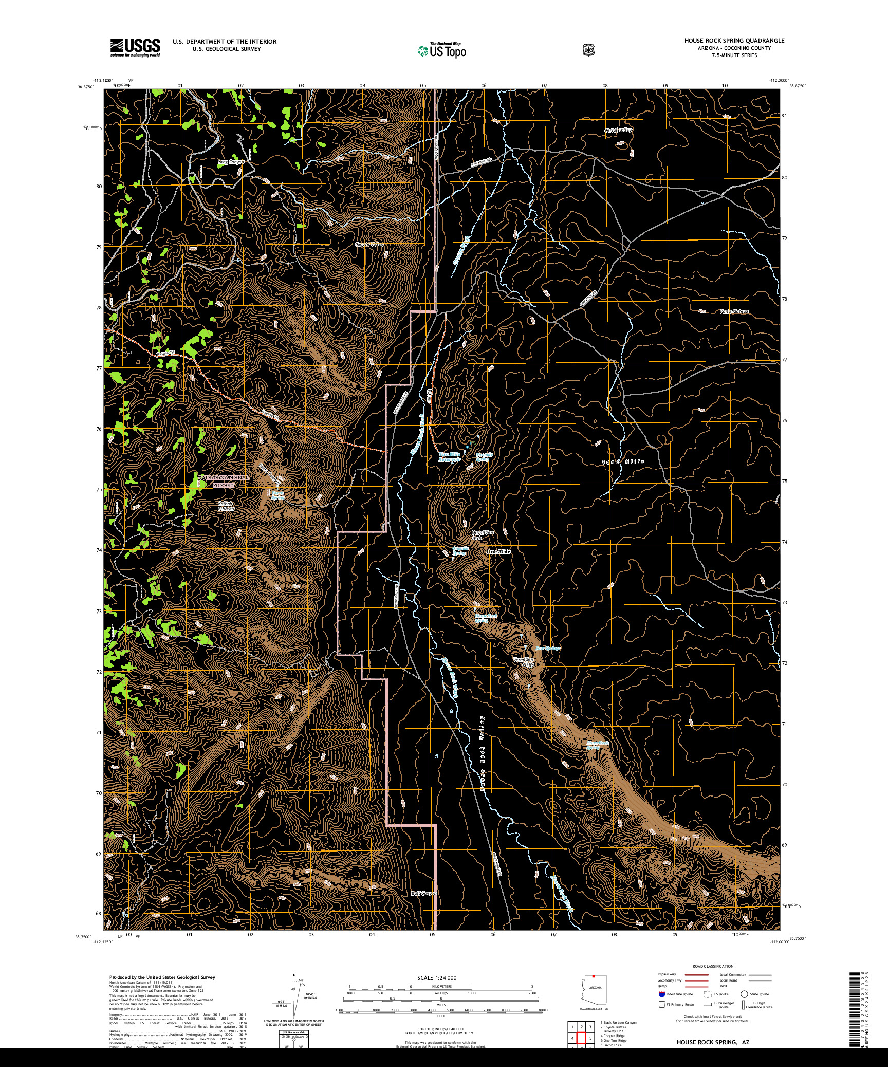 US TOPO 7.5-MINUTE MAP FOR HOUSE ROCK SPRING, AZ