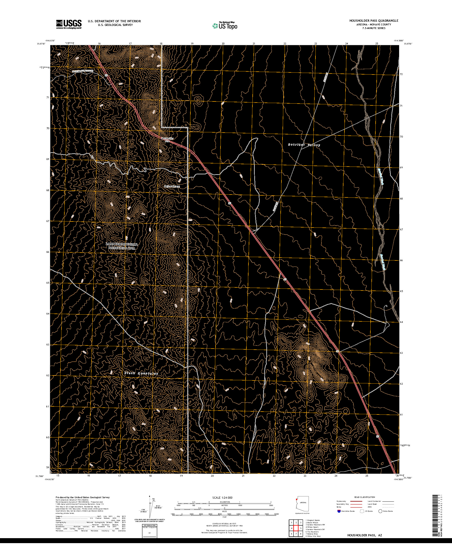 US TOPO 7.5-MINUTE MAP FOR HOUSHOLDER PASS, AZ