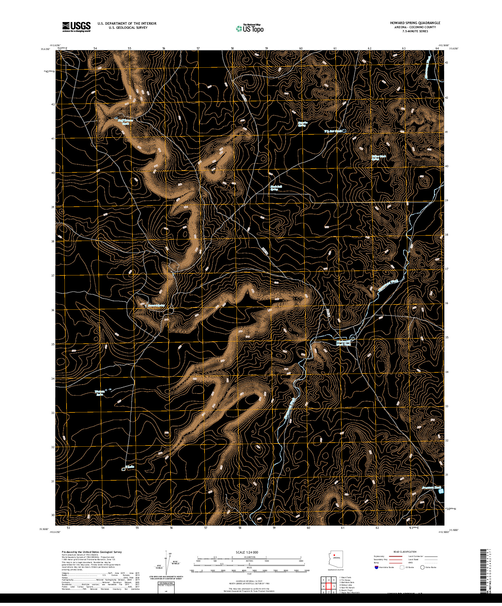 US TOPO 7.5-MINUTE MAP FOR HOWARD SPRING, AZ