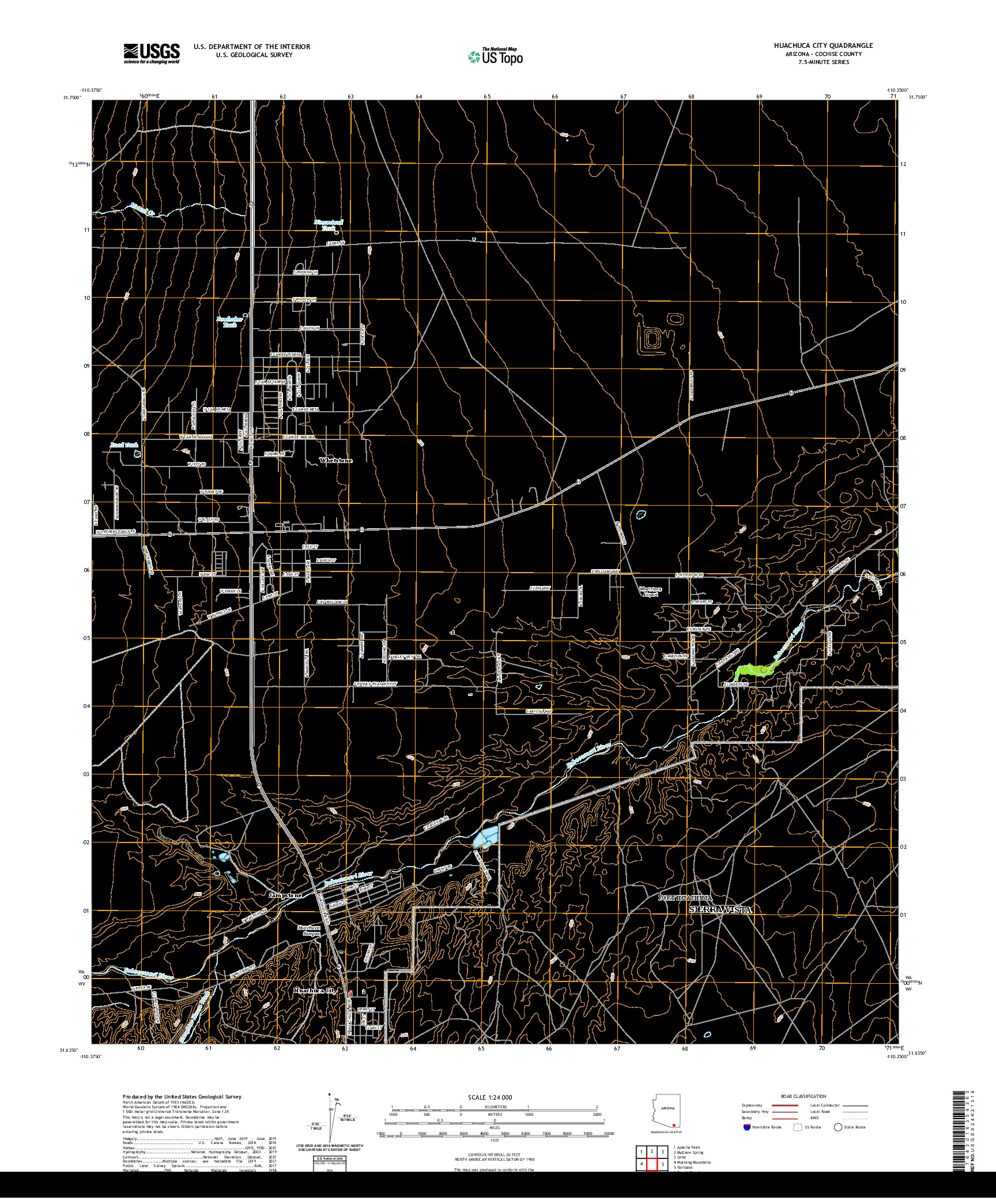 US TOPO 7.5-MINUTE MAP FOR HUACHUCA CITY, AZ