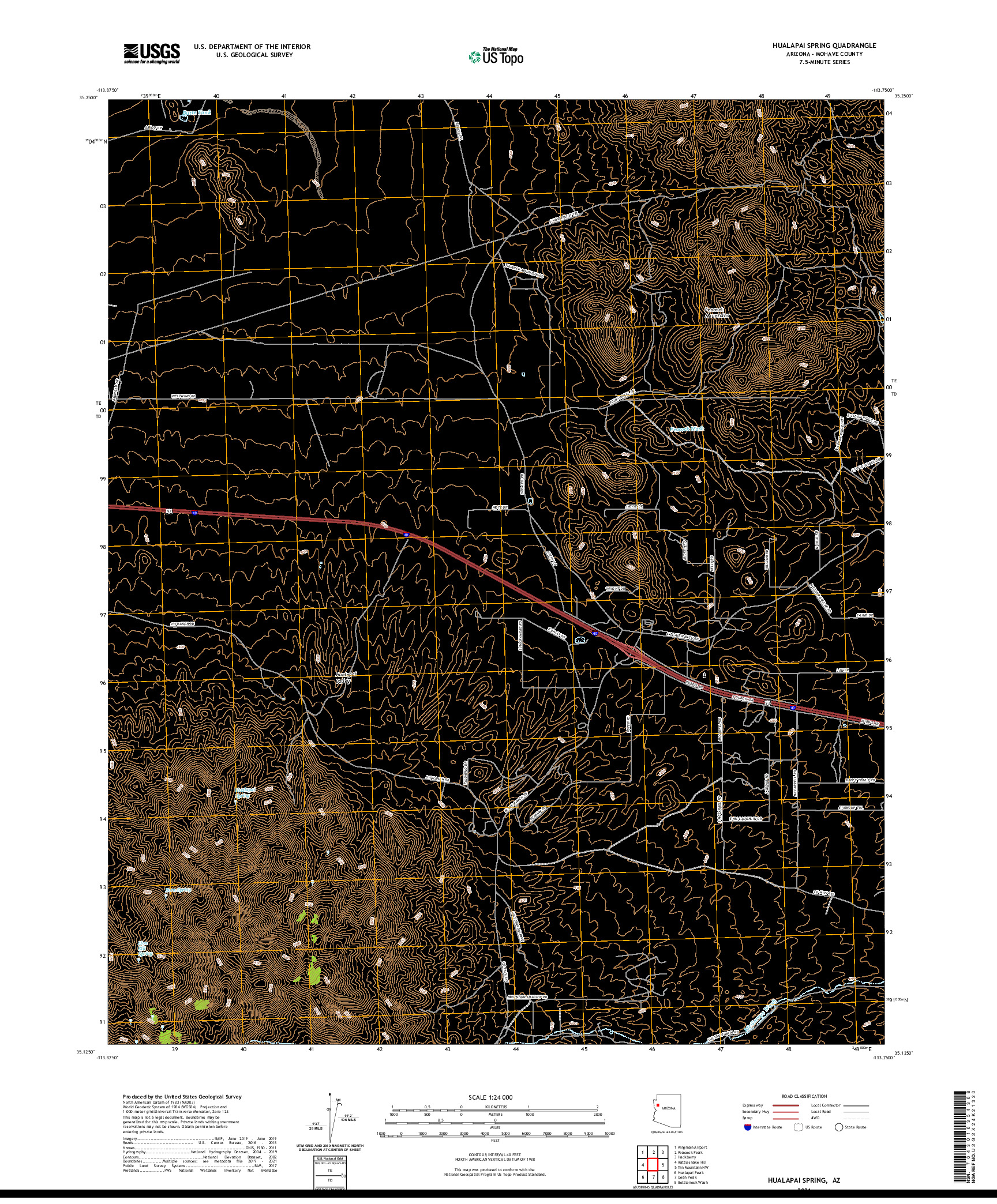 US TOPO 7.5-MINUTE MAP FOR HUALAPAI SPRING, AZ