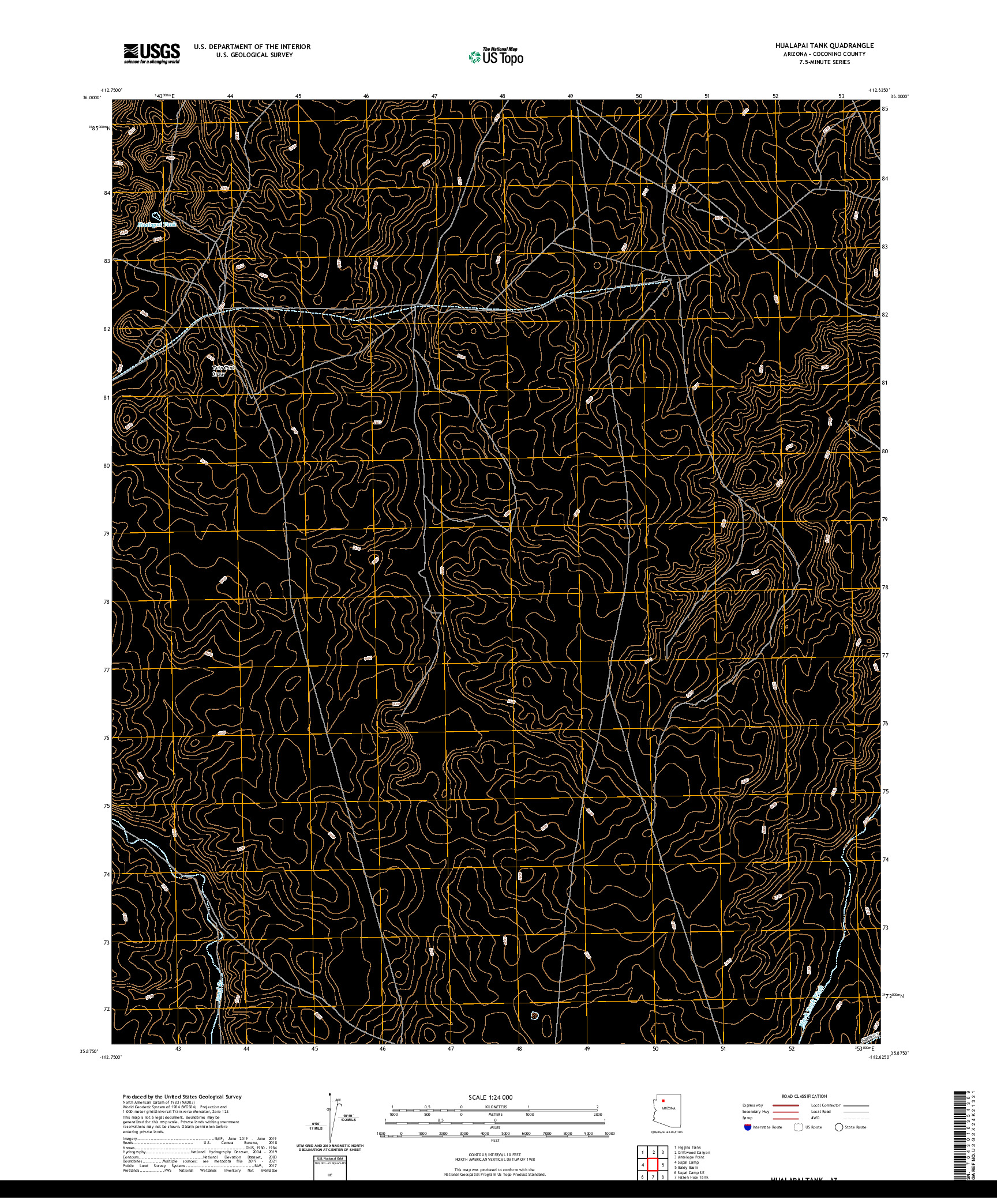 US TOPO 7.5-MINUTE MAP FOR HUALAPAI TANK, AZ