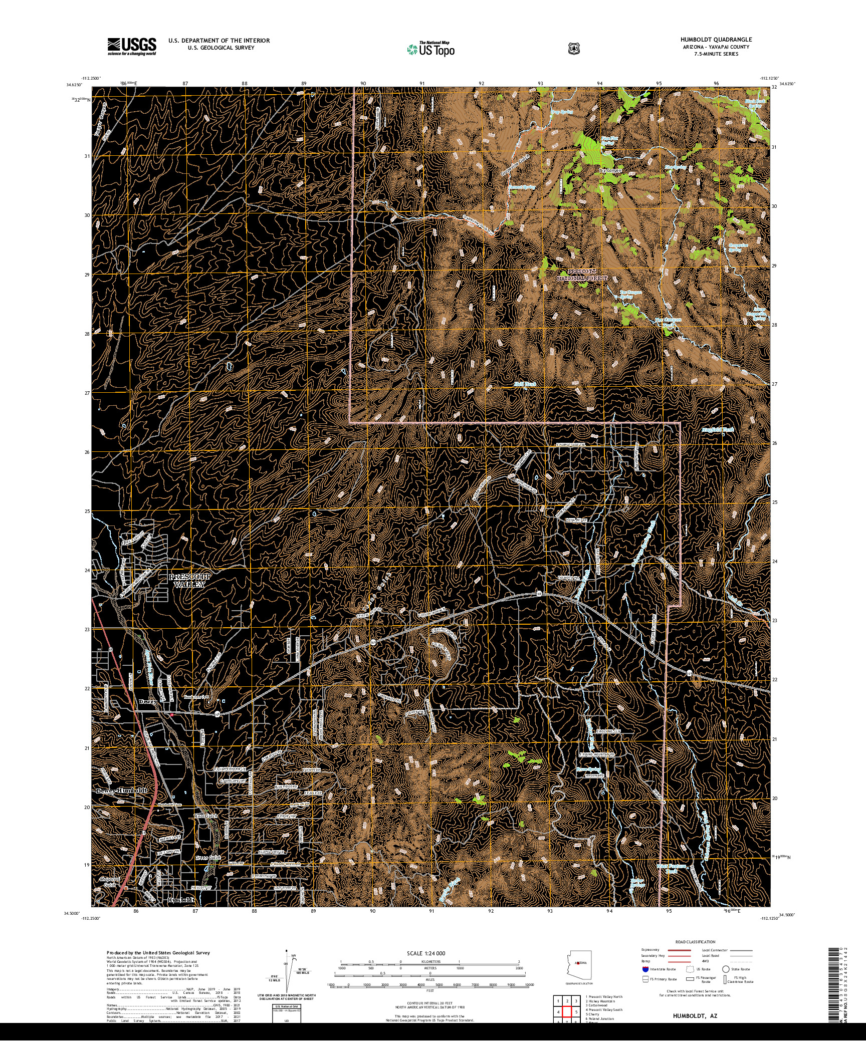 US TOPO 7.5-MINUTE MAP FOR HUMBOLDT, AZ