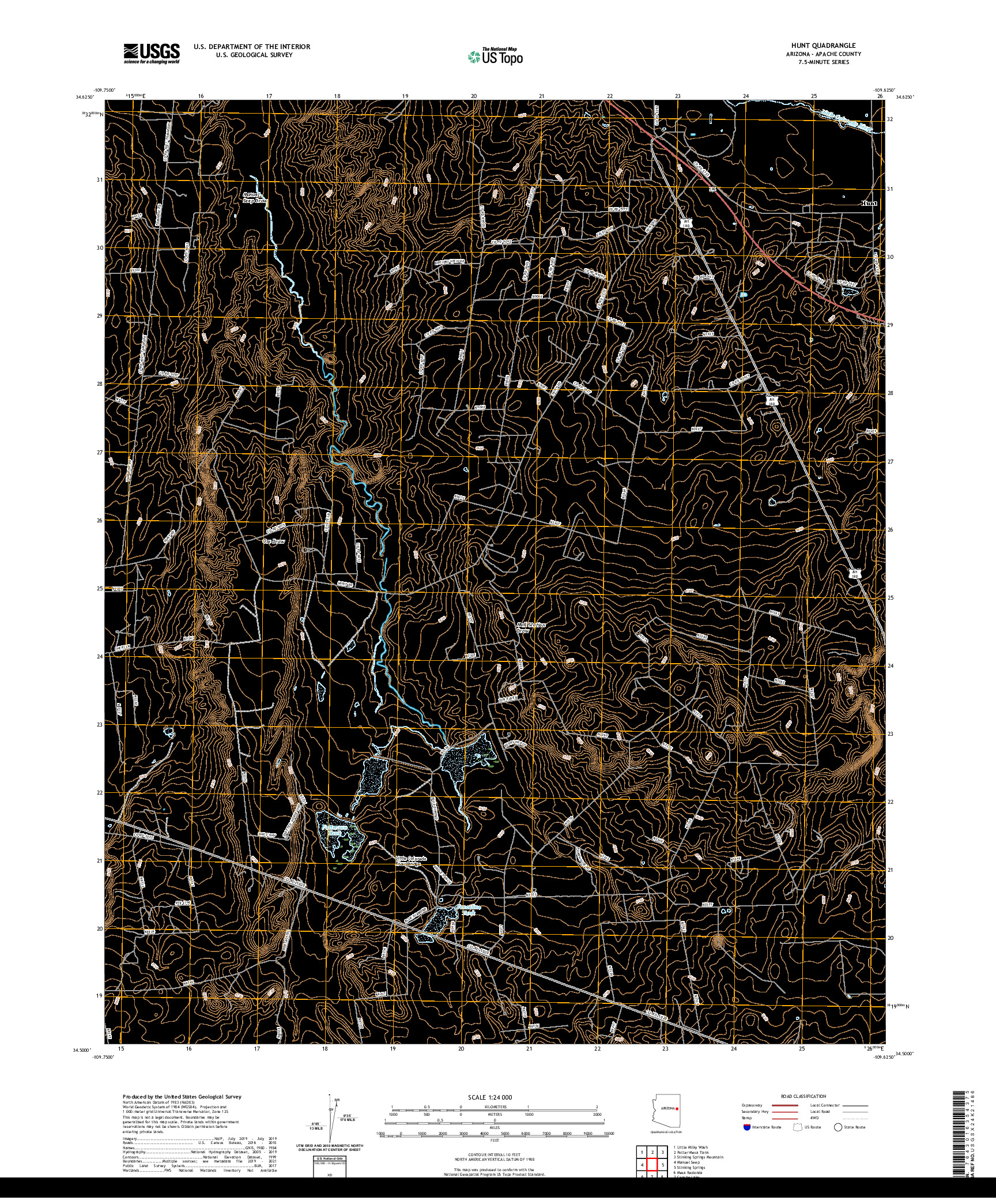 US TOPO 7.5-MINUTE MAP FOR HUNT, AZ