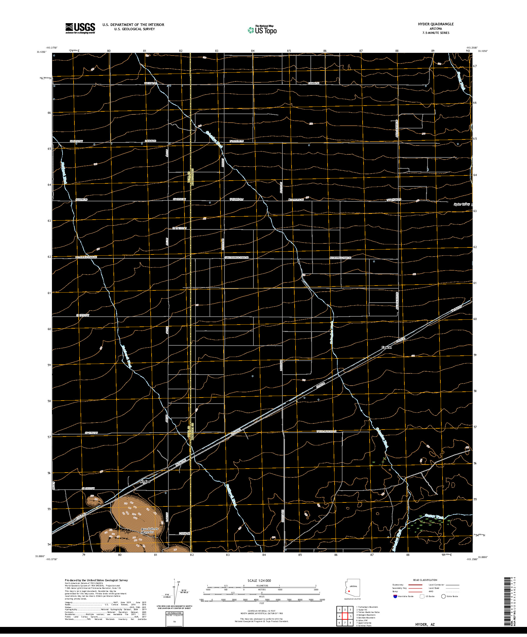 US TOPO 7.5-MINUTE MAP FOR HYDER, AZ