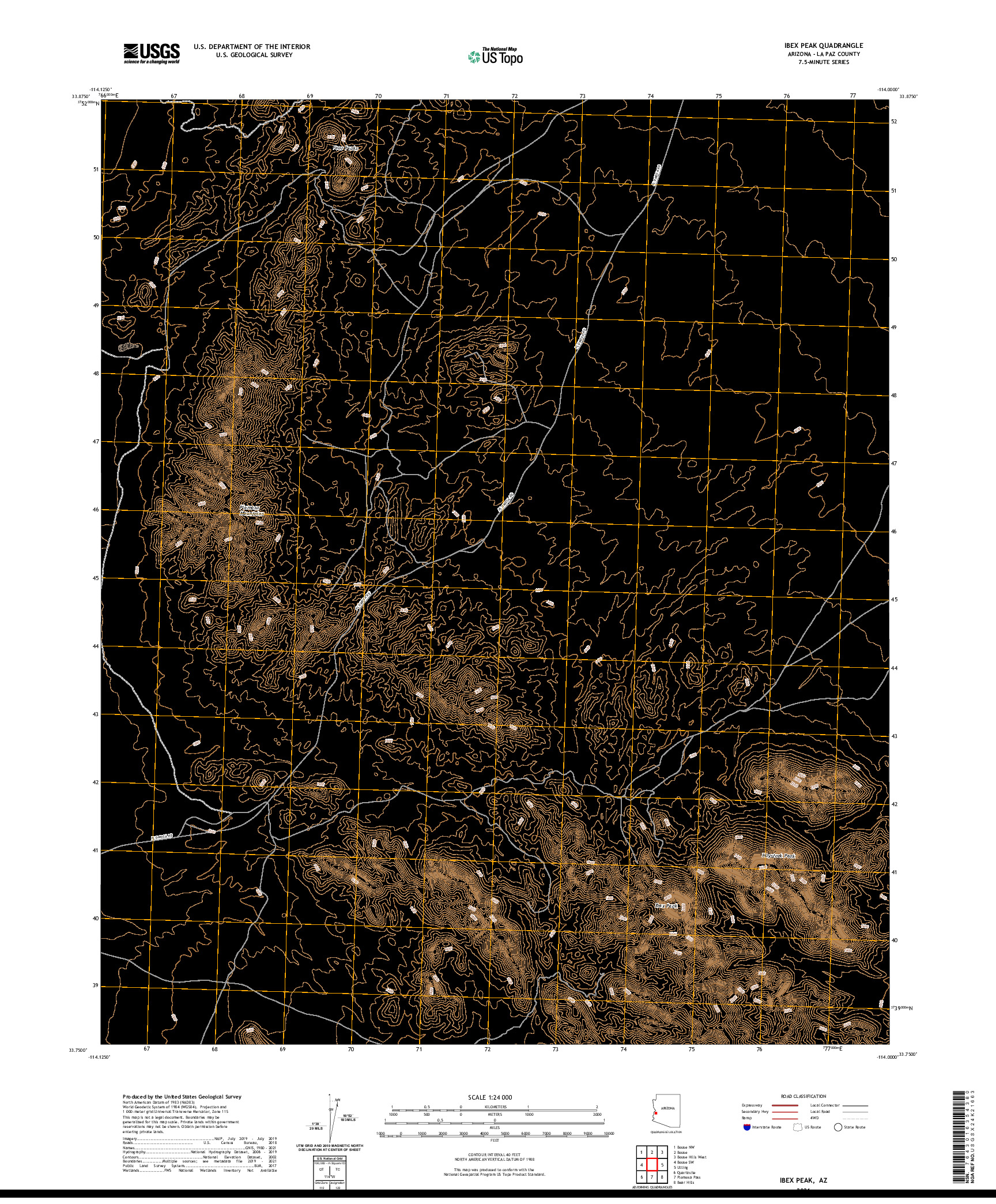 USGS US TOPO 7.5-MINUTE MAP FOR IBEX PEAK, AZ 2021