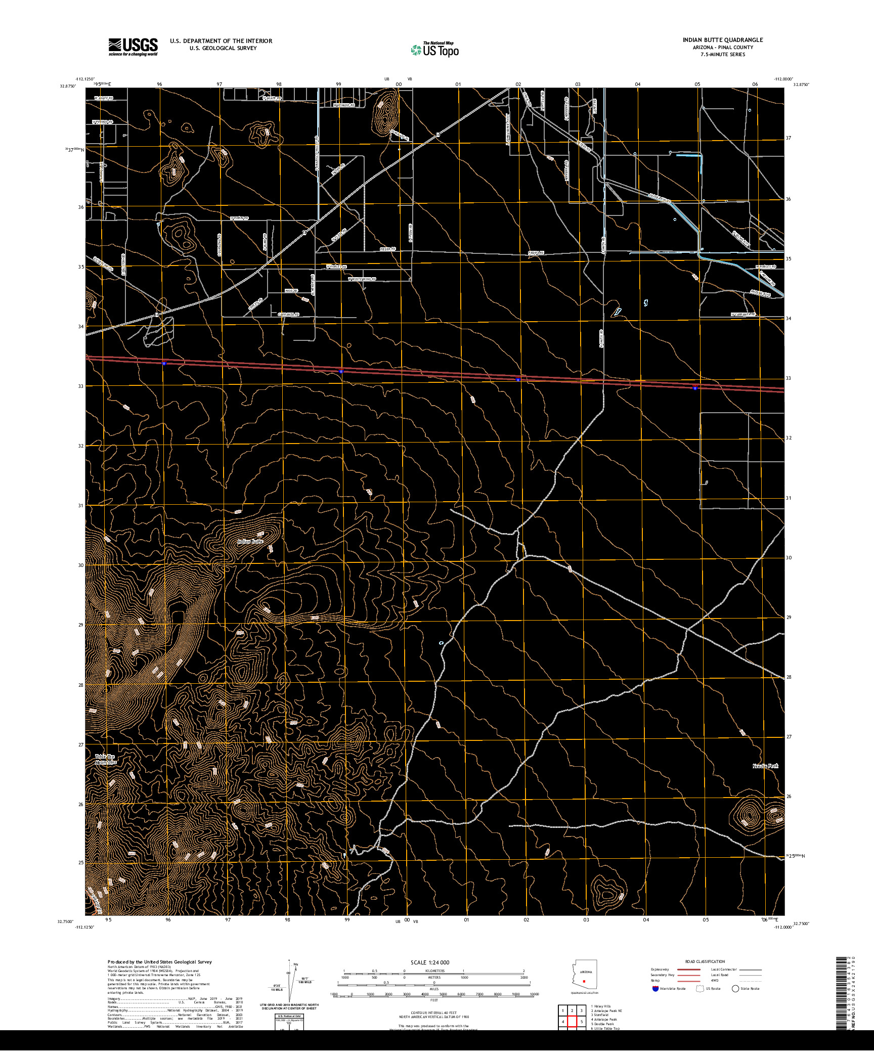 US TOPO 7.5-MINUTE MAP FOR INDIAN BUTTE, AZ