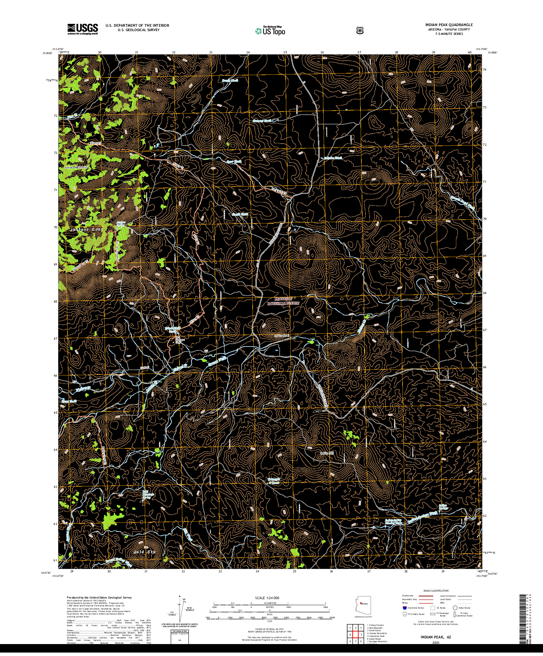 US TOPO 7.5-MINUTE MAP FOR INDIAN PEAK, AZ