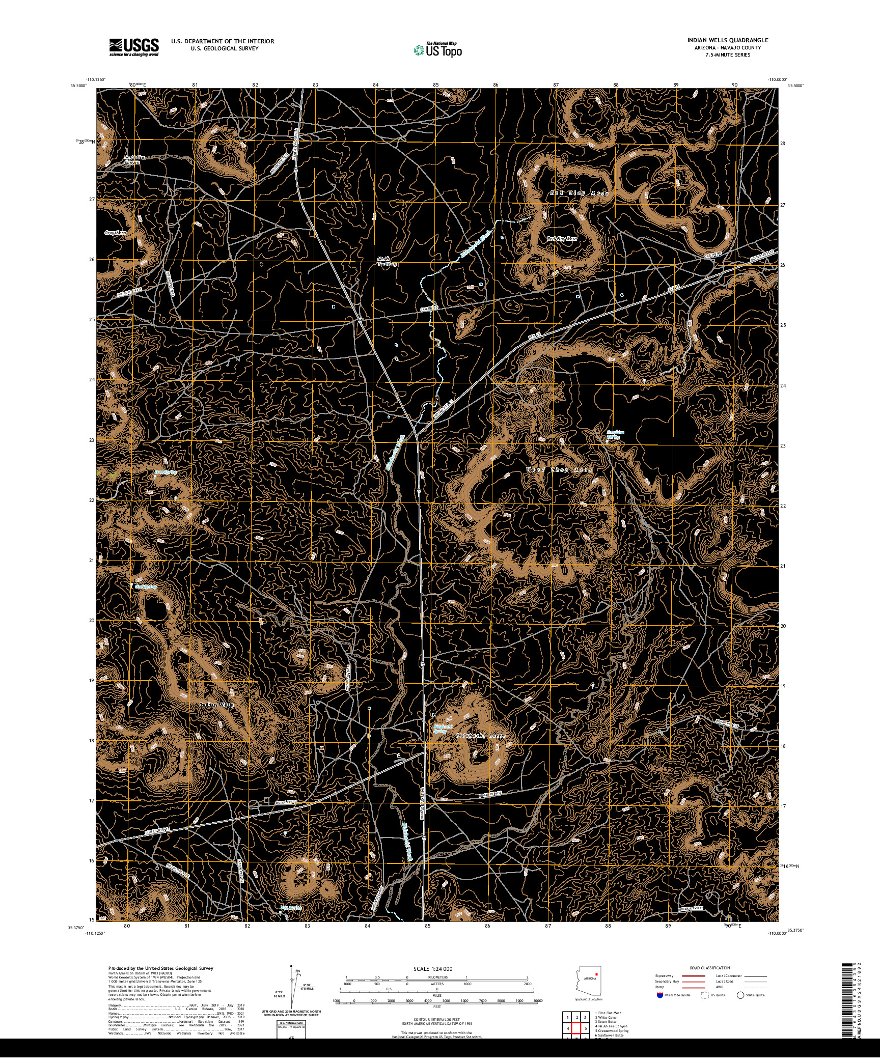 US TOPO 7.5-MINUTE MAP FOR INDIAN WELLS, AZ