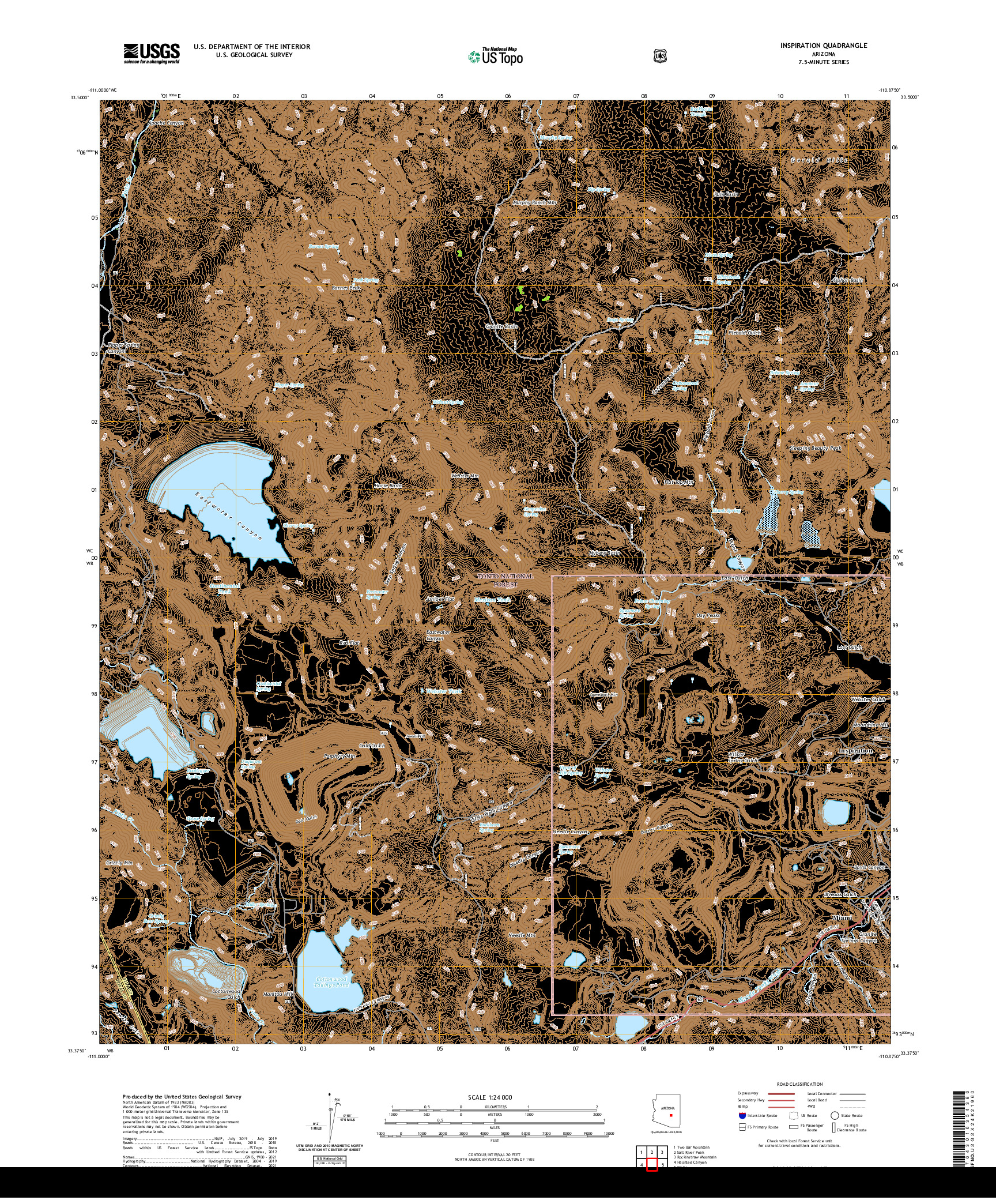 US TOPO 7.5-MINUTE MAP FOR INSPIRATION, AZ