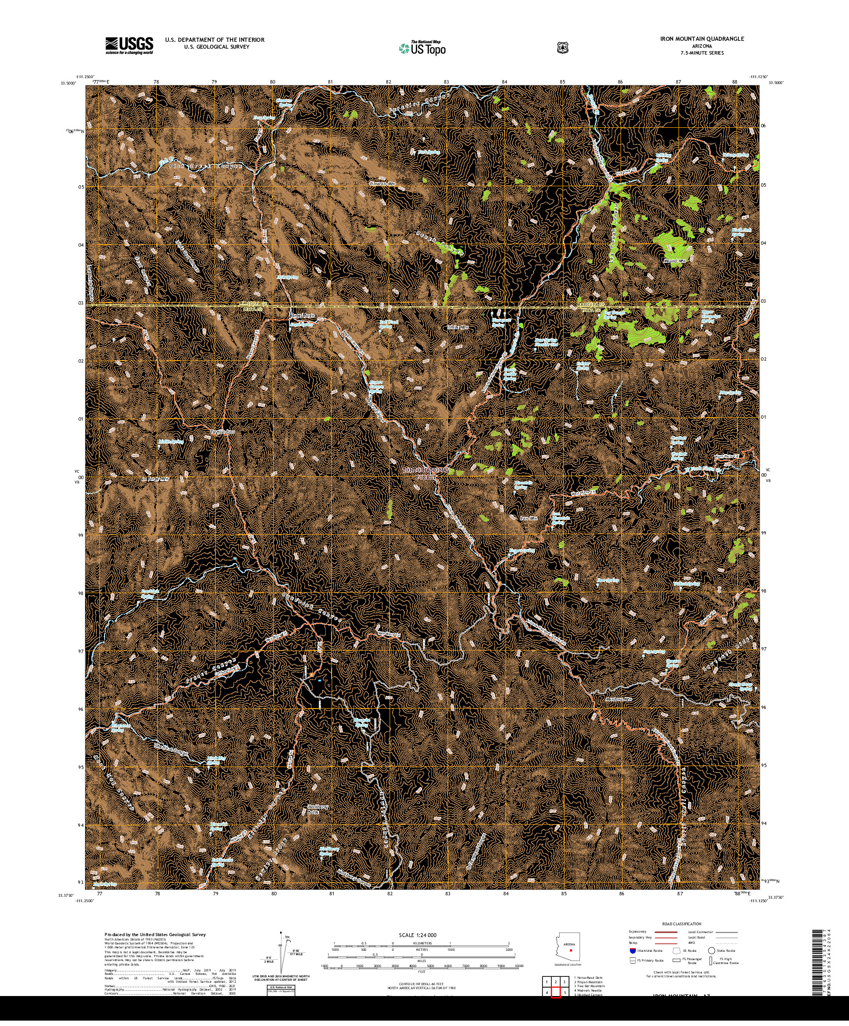 US TOPO 7.5-MINUTE MAP FOR IRON MOUNTAIN, AZ