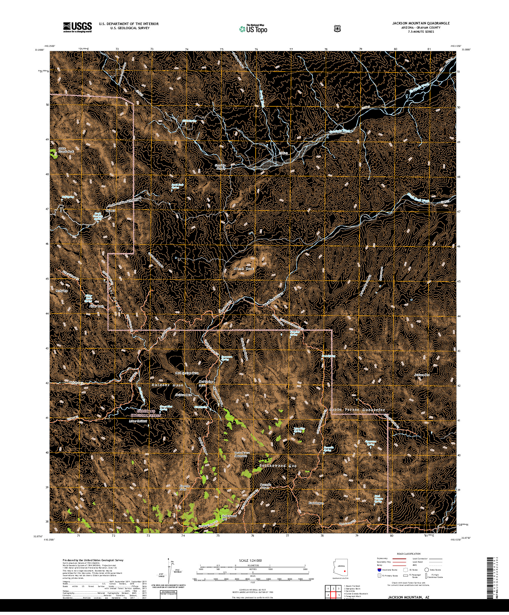 US TOPO 7.5-MINUTE MAP FOR JACKSON MOUNTAIN, AZ