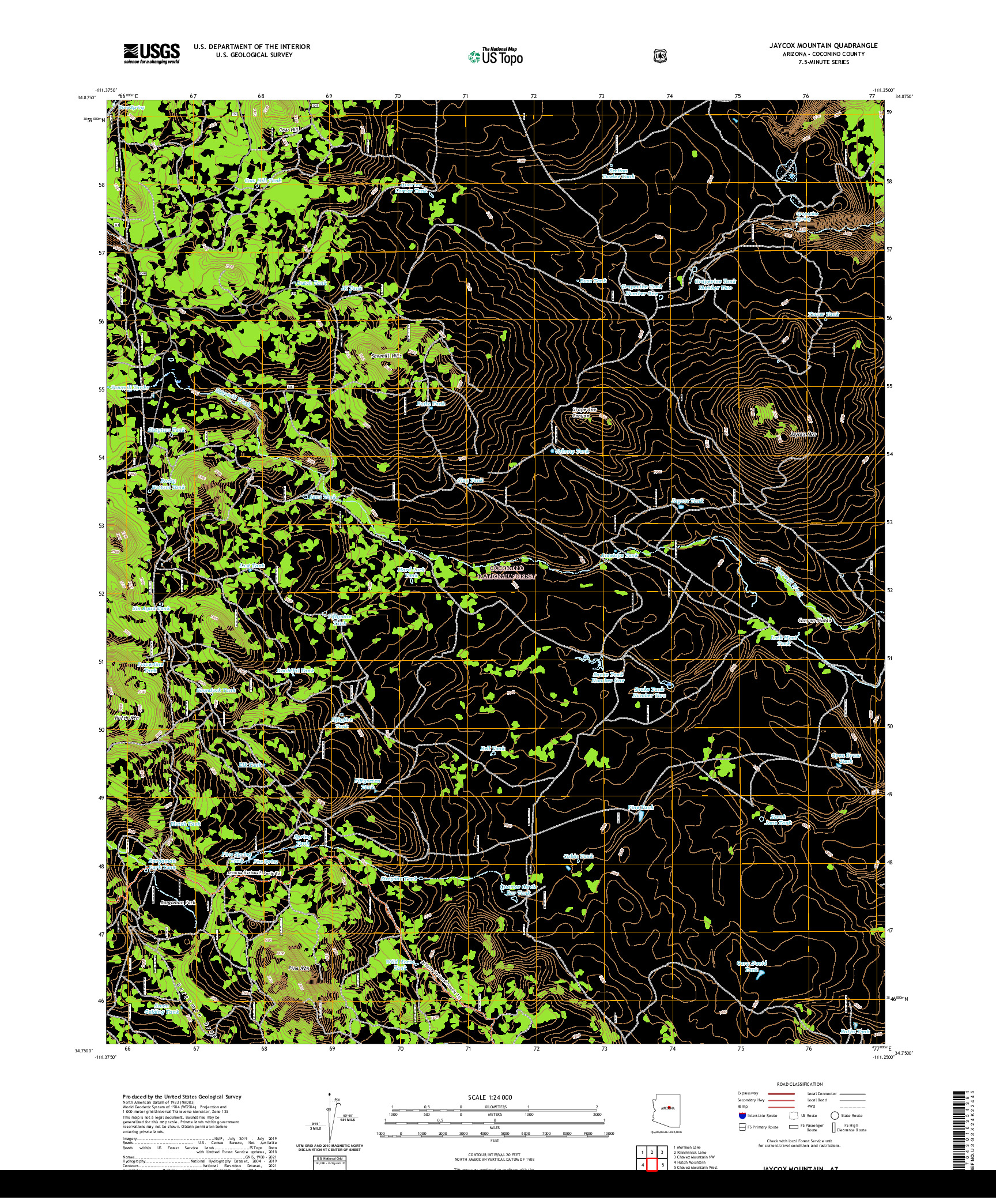 US TOPO 7.5-MINUTE MAP FOR JAYCOX MOUNTAIN, AZ