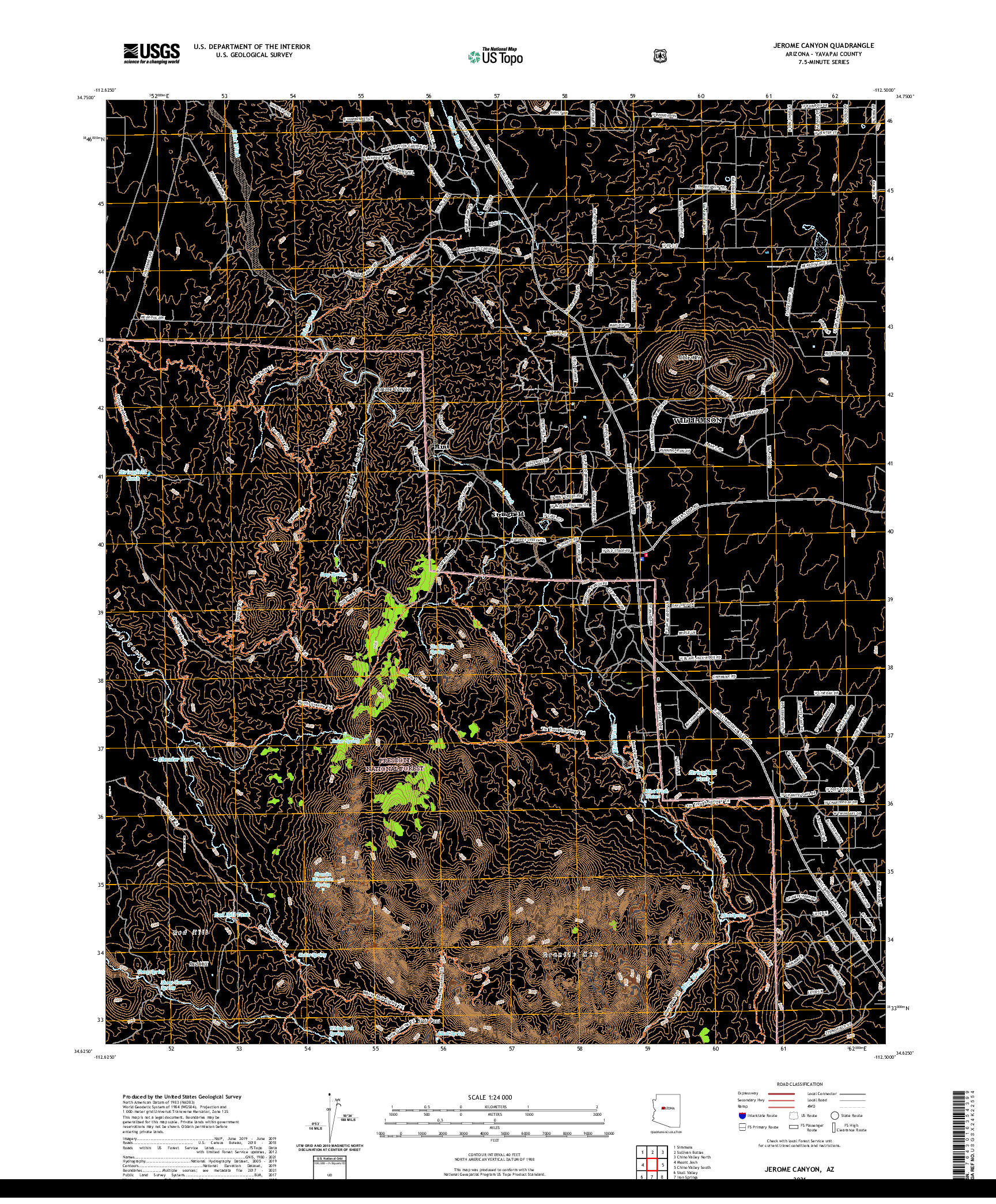 US TOPO 7.5-MINUTE MAP FOR JEROME CANYON, AZ