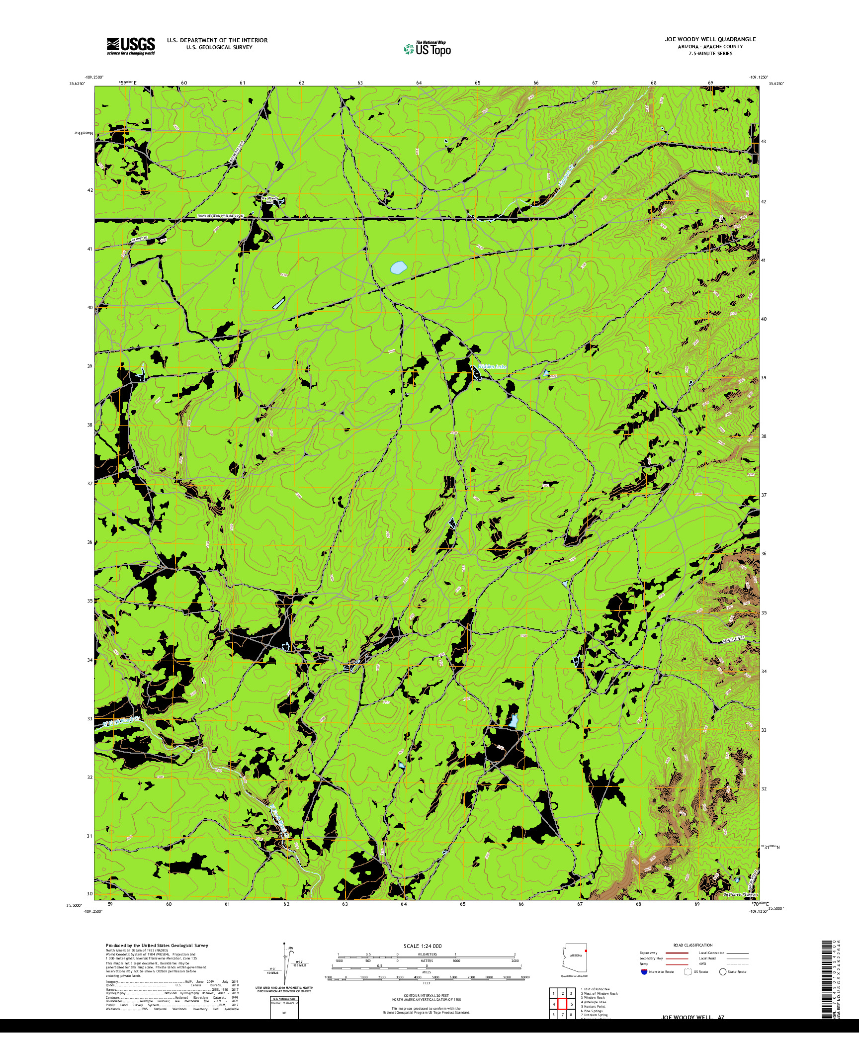 US TOPO 7.5-MINUTE MAP FOR JOE WOODY WELL, AZ