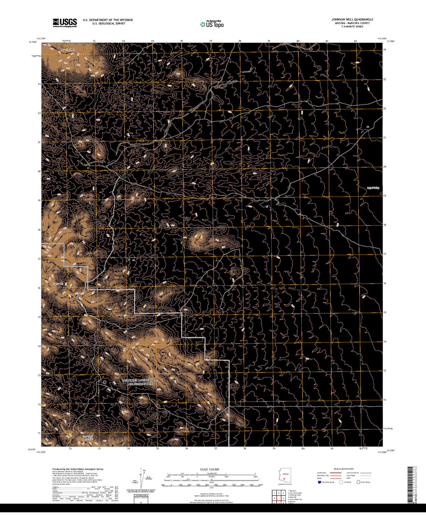 US TOPO 7.5-MINUTE MAP FOR JOHNSON WELL, AZ