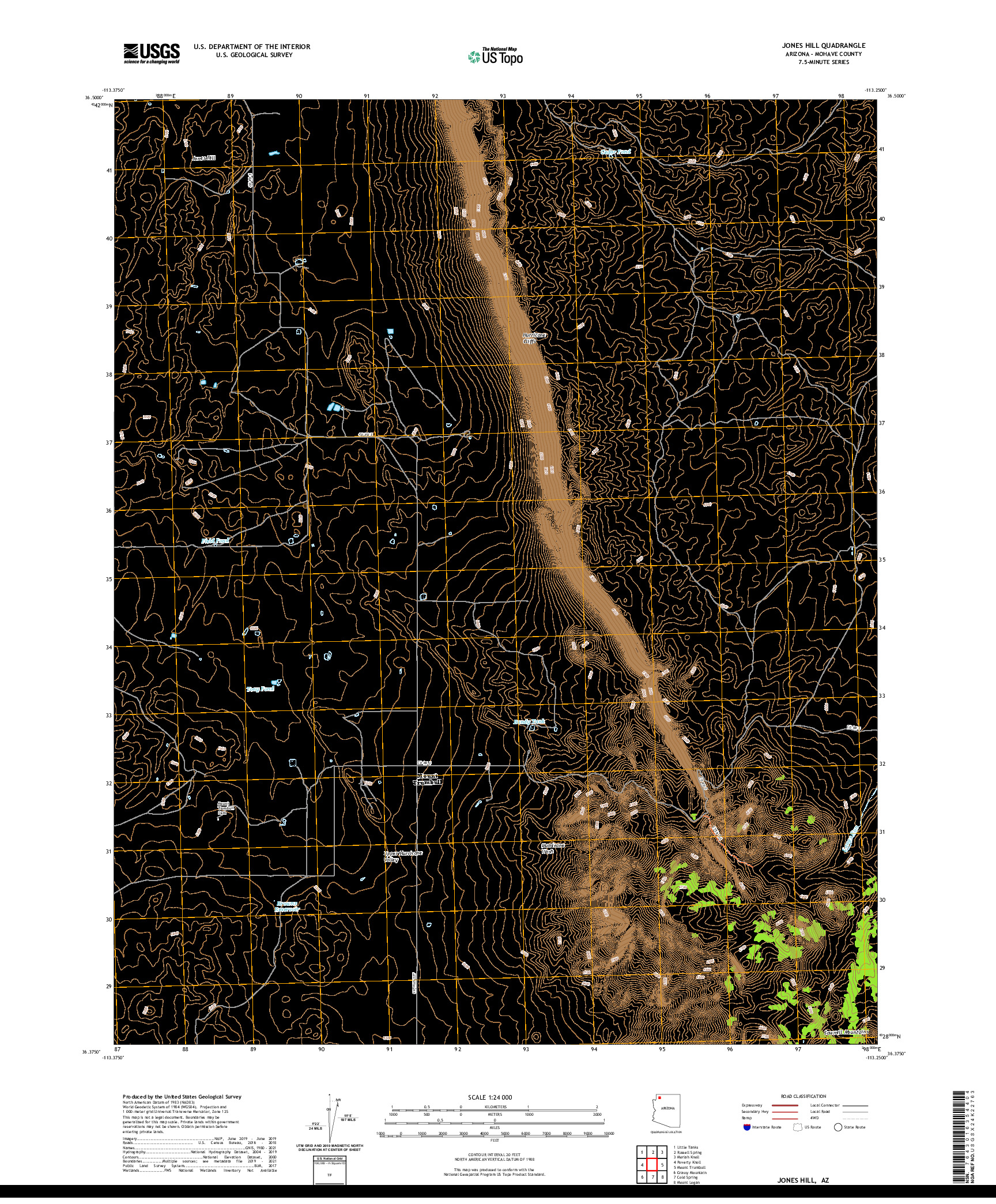 US TOPO 7.5-MINUTE MAP FOR JONES HILL, AZ