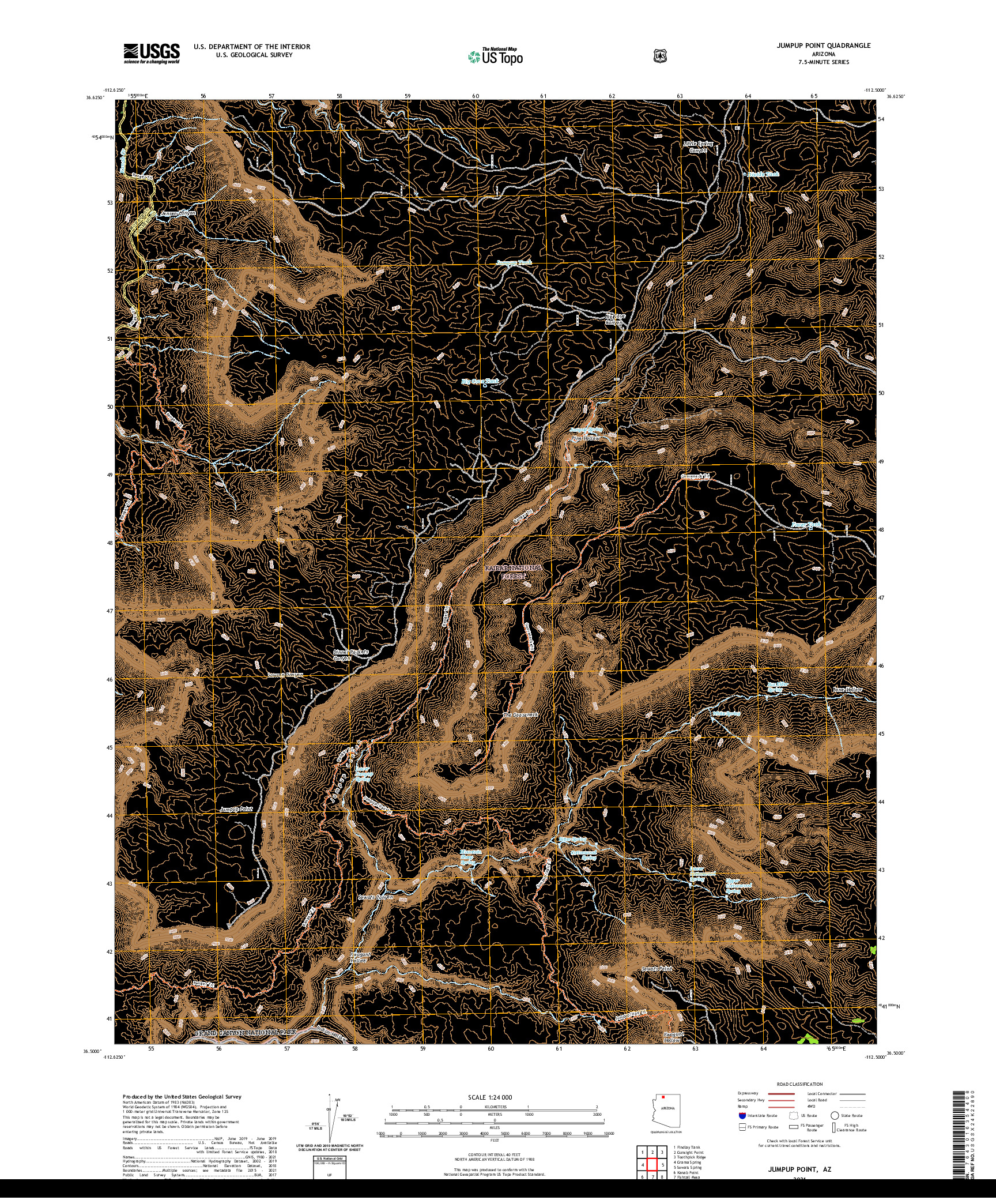 US TOPO 7.5-MINUTE MAP FOR JUMPUP POINT, AZ