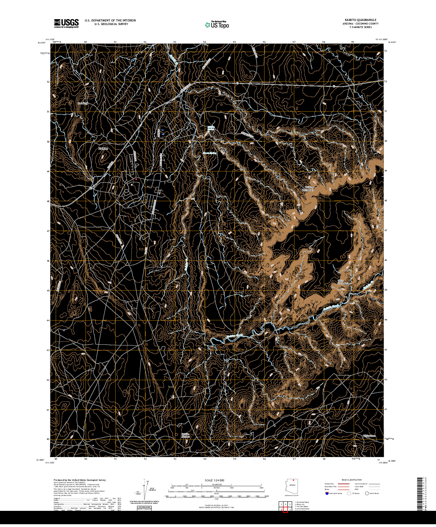 US TOPO 7.5-MINUTE MAP FOR KAIBITO, AZ