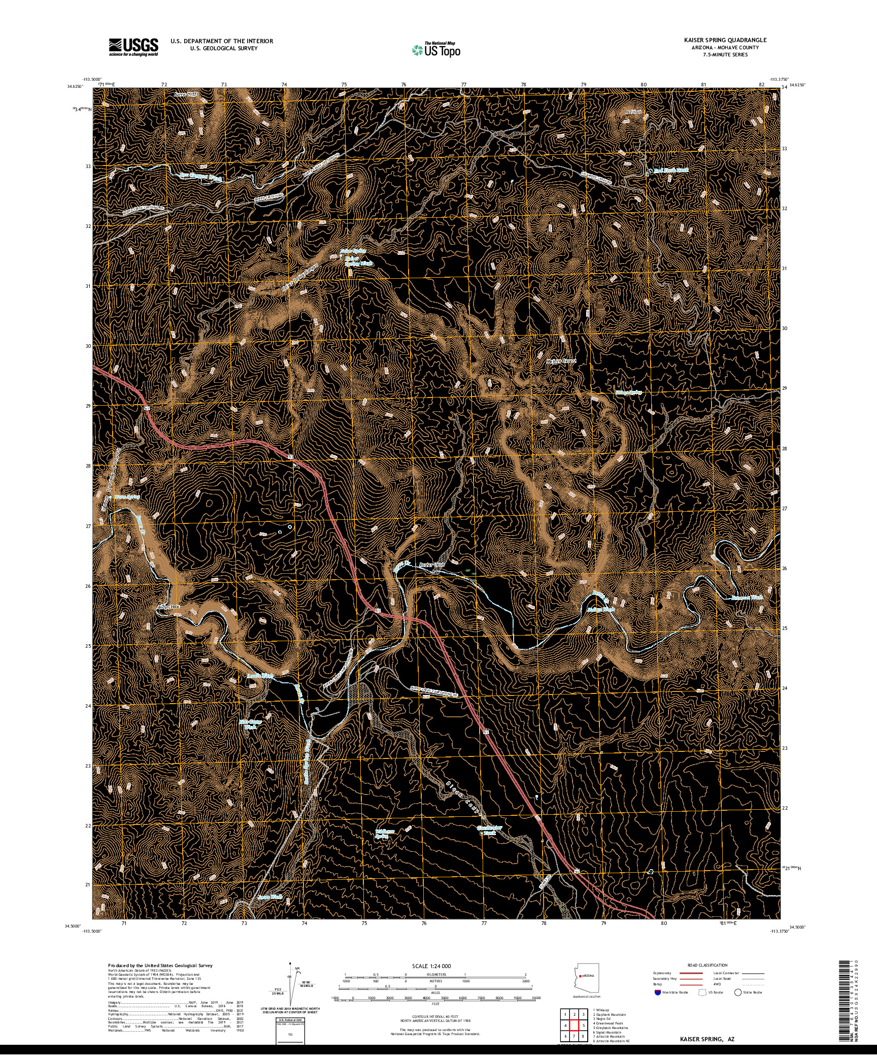 US TOPO 7.5-MINUTE MAP FOR KAISER SPRING, AZ