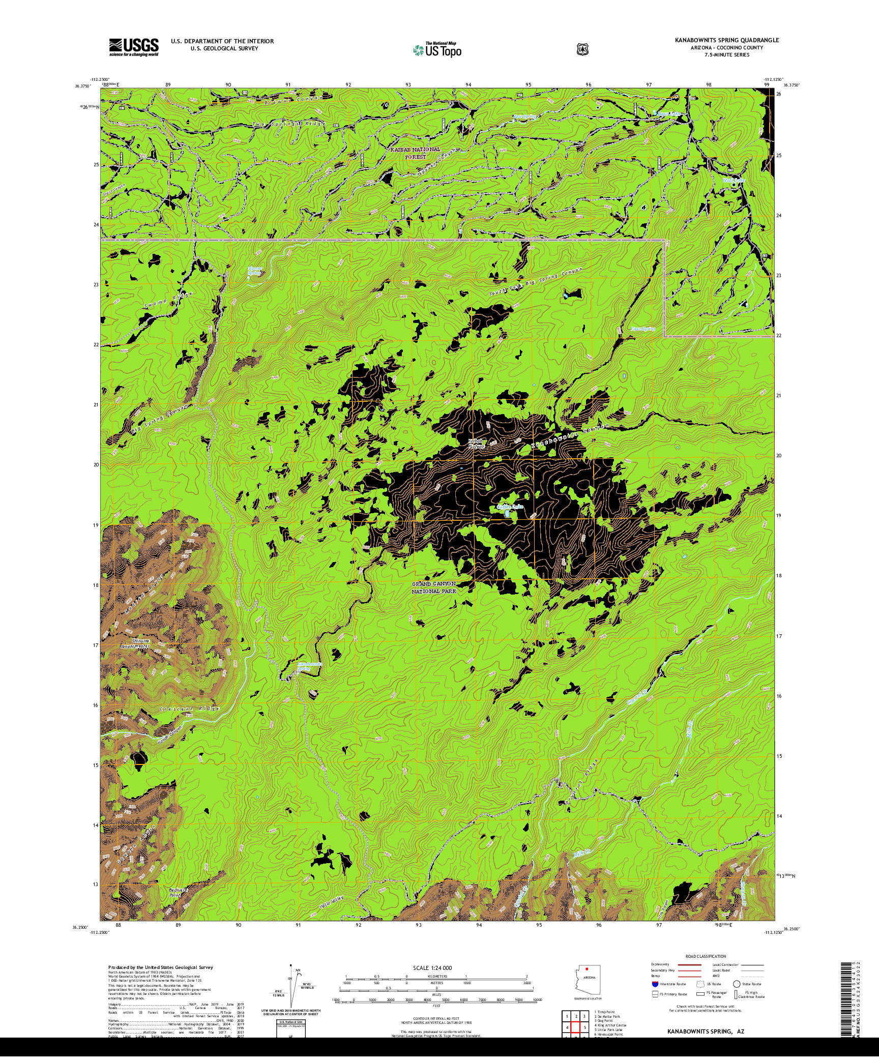 US TOPO 7.5-MINUTE MAP FOR KANABOWNITS SPRING, AZ