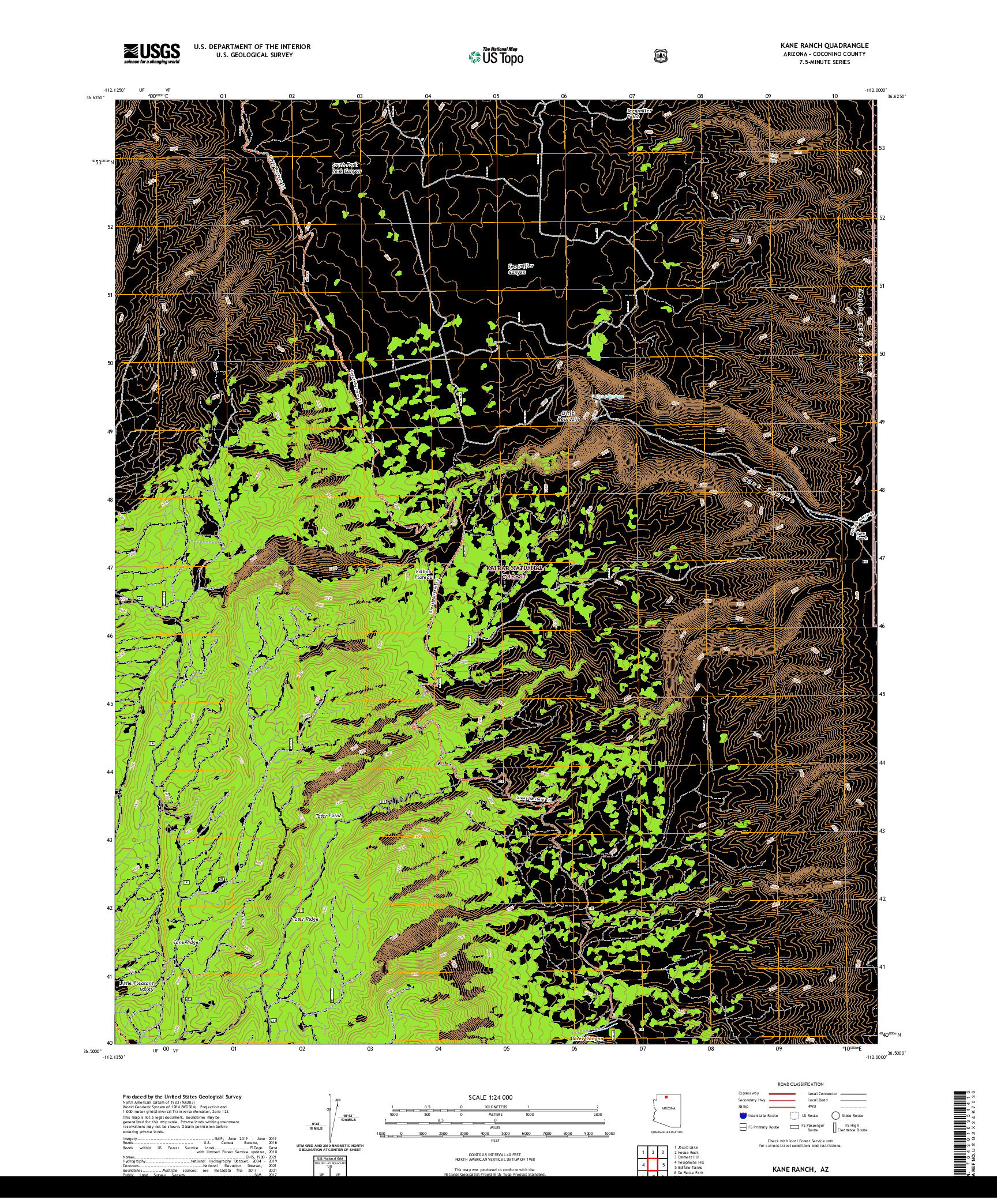 US TOPO 7.5-MINUTE MAP FOR KANE RANCH, AZ