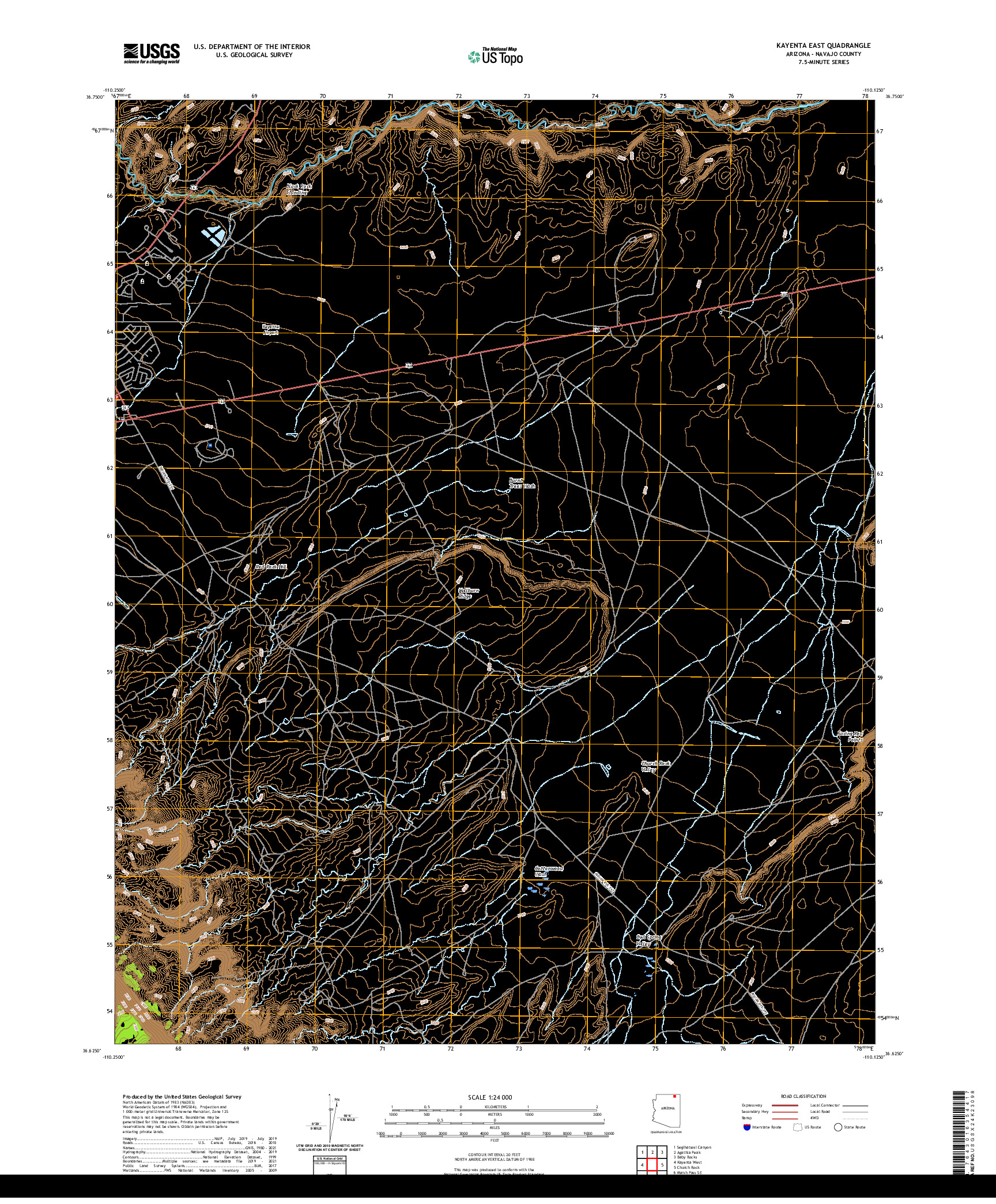 US TOPO 7.5-MINUTE MAP FOR KAYENTA EAST, AZ