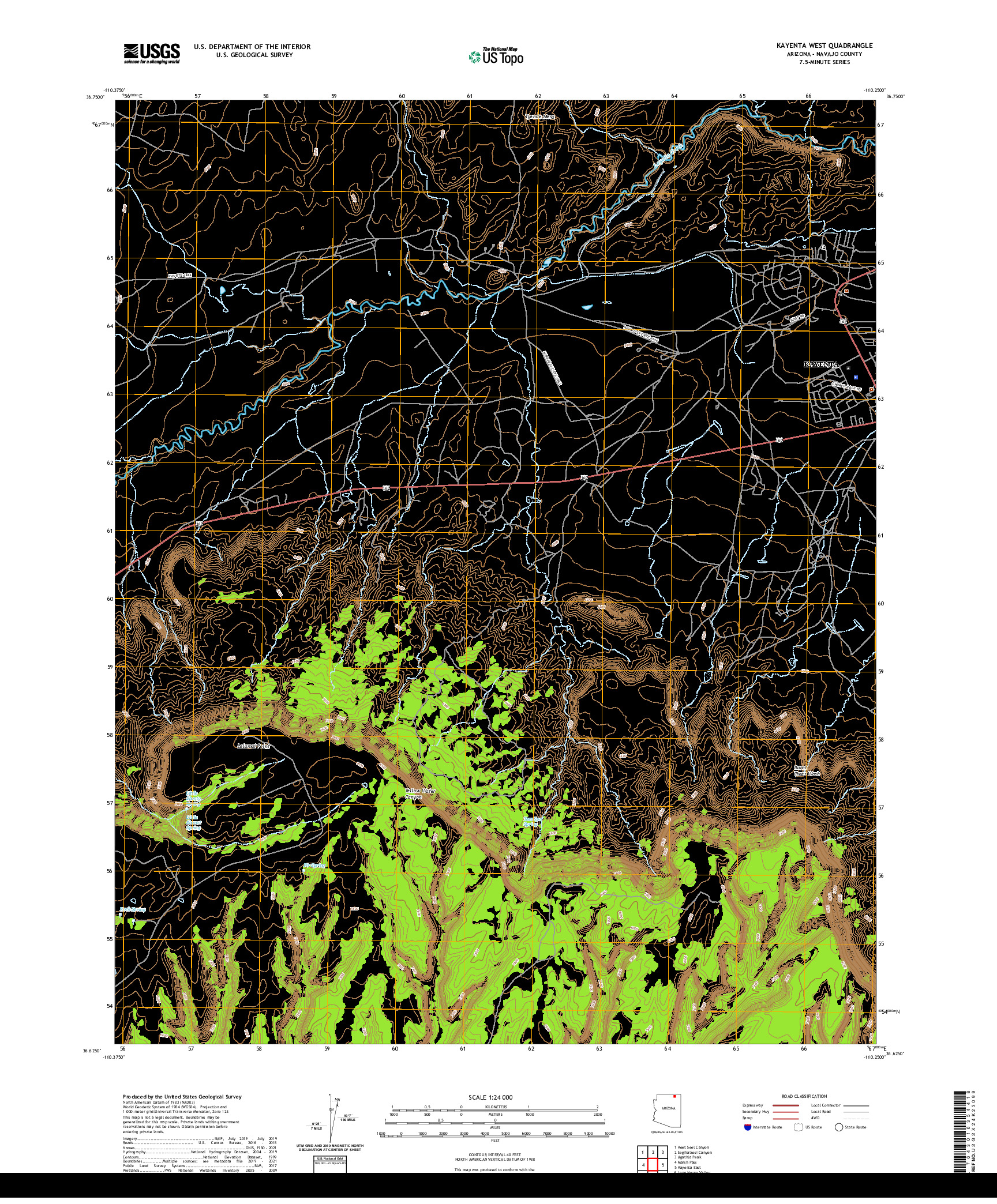 US TOPO 7.5-MINUTE MAP FOR KAYENTA WEST, AZ