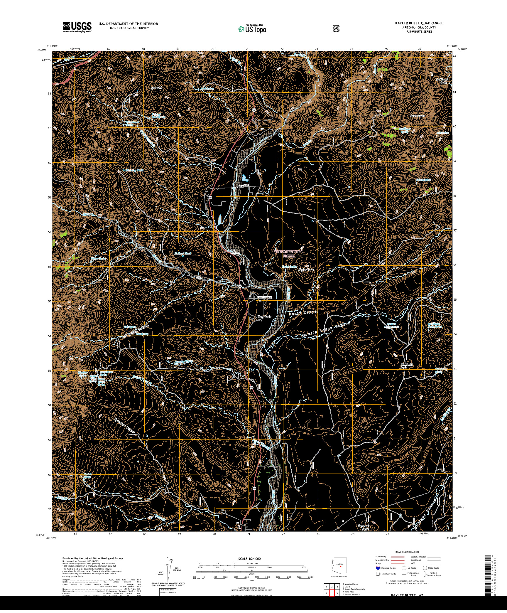 US TOPO 7.5-MINUTE MAP FOR KAYLER BUTTE, AZ